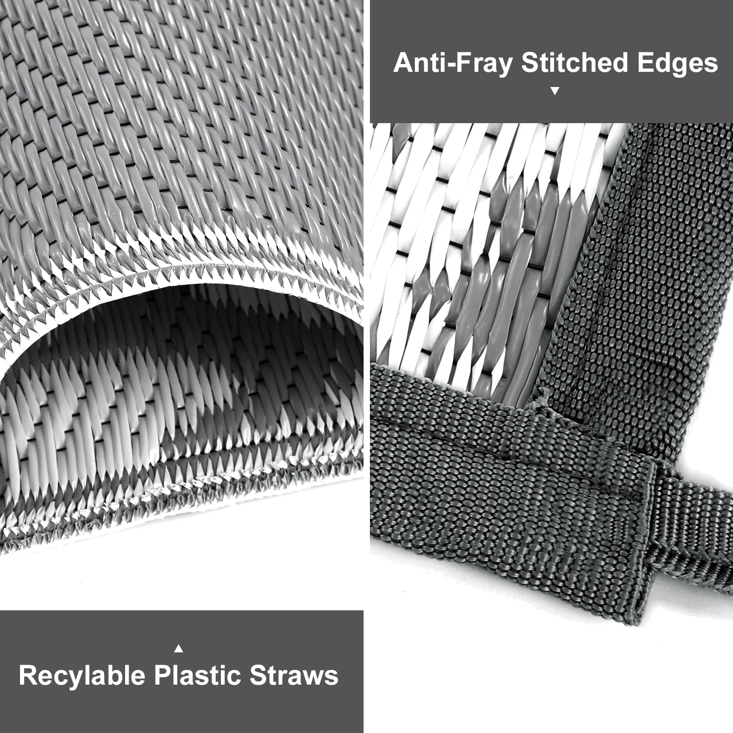 Yamaziot 6x9 ft Waterproof Outdoor Rug - Reversible Plastic Straw Mat for Patio, Camping, RV, Porch, Deck, Backyard, Balcony & Picnic - Durable Grey Exterior Carpet for All-Weather Use