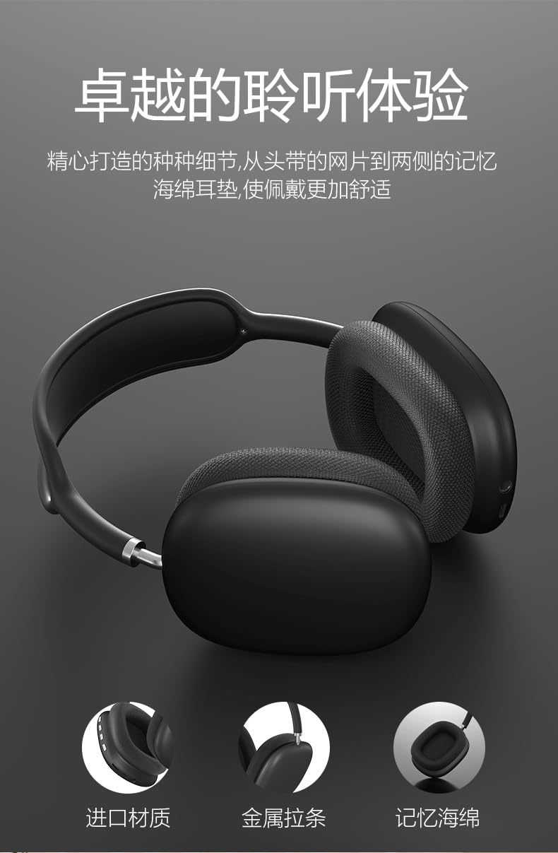 Wireless Bluetooth Headset with Retractable Metal Arm - Noise Isolating Breathable Earmuffs for iPhone & Android (White) - Perfect for Office, Travel & Outdoor Activities