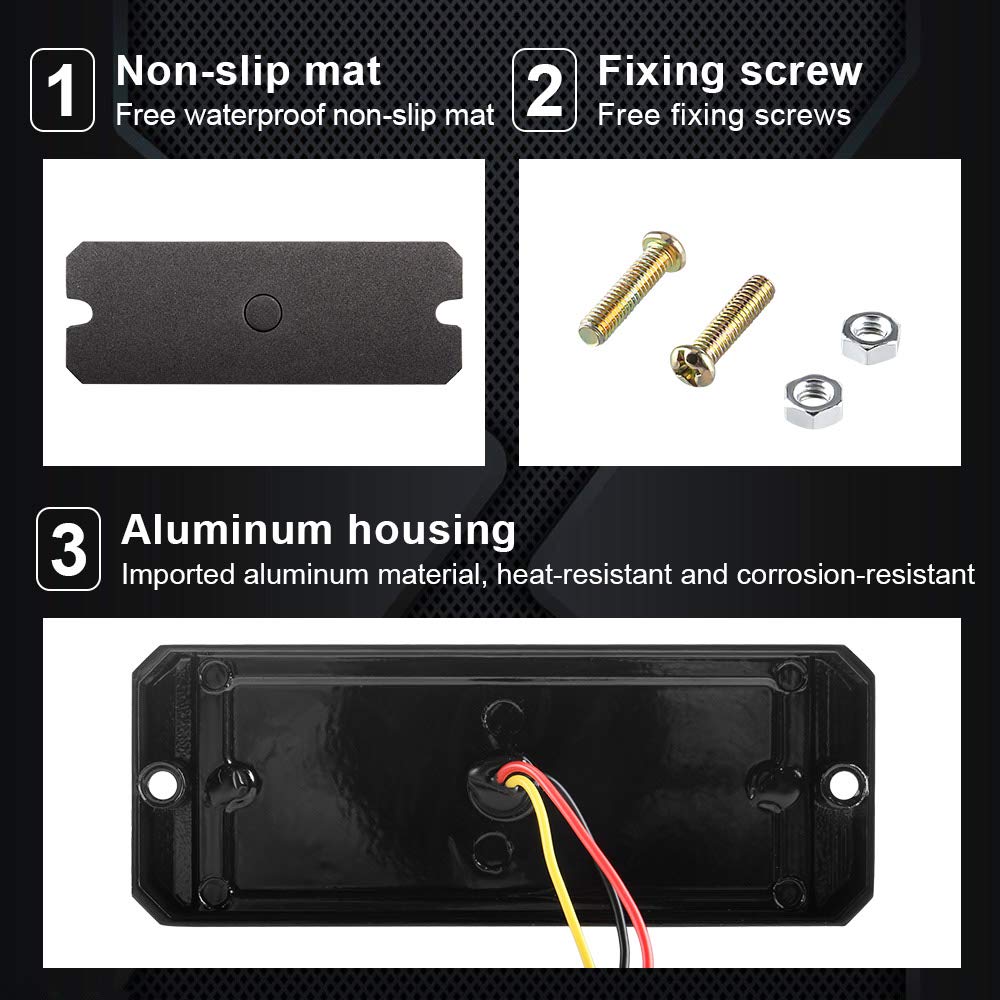 Sidaqi 12-24V White LED Emergency Strobe Light Bar - 12 LED Surface Mount Warning Flash Light for Cars, Trucks & Vehicles - Multiple Strobe Modes - Ideal for Police, Emergency & Roadside Safety Use