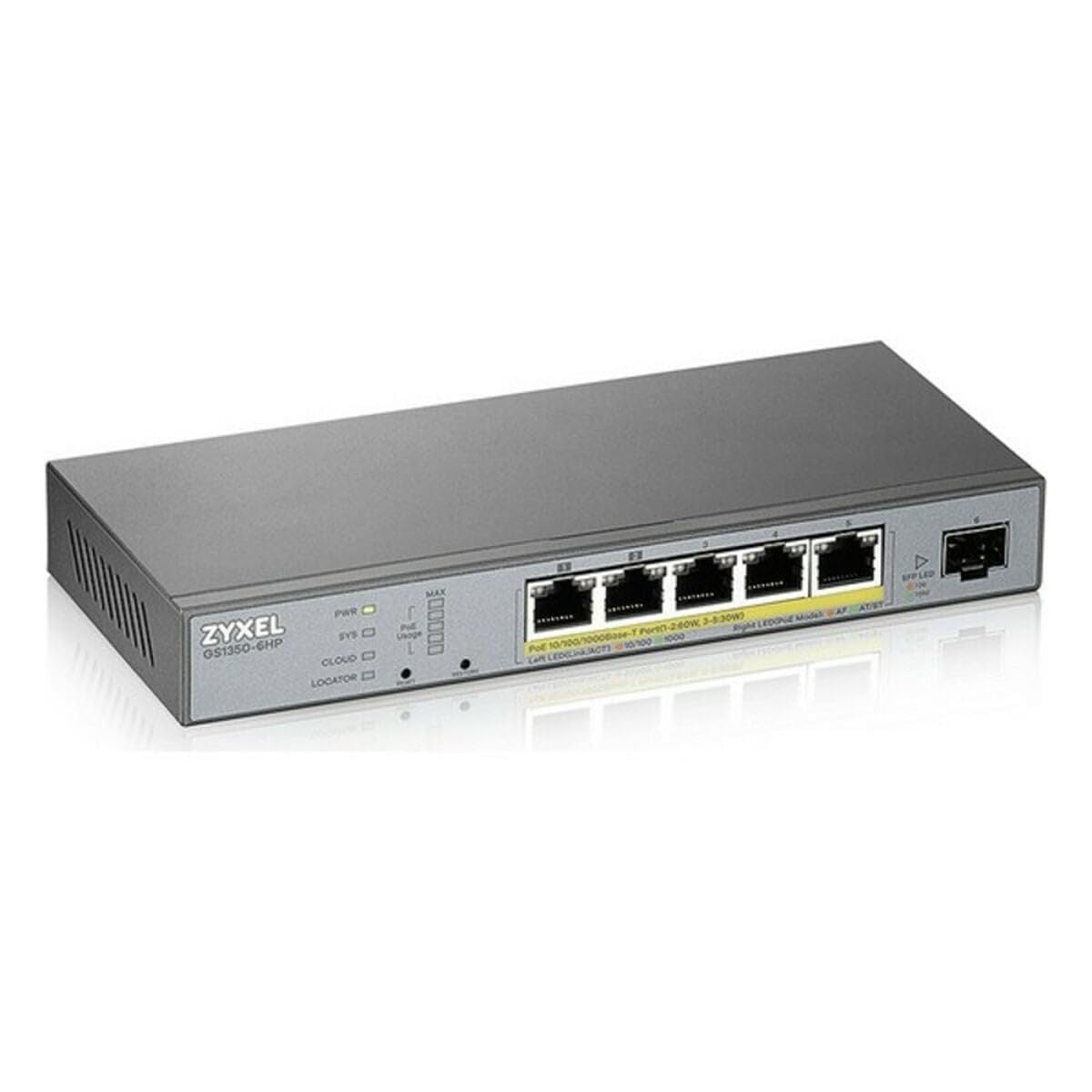 ZyXEL GS1350-6HP 6-Port Gigabit PoE Switch with 5xGB PoE Ports & 1xSFP Slot | 60W Power Budget | Ideal for Small Business Networks, IP Camera Systems & VoIP Phones