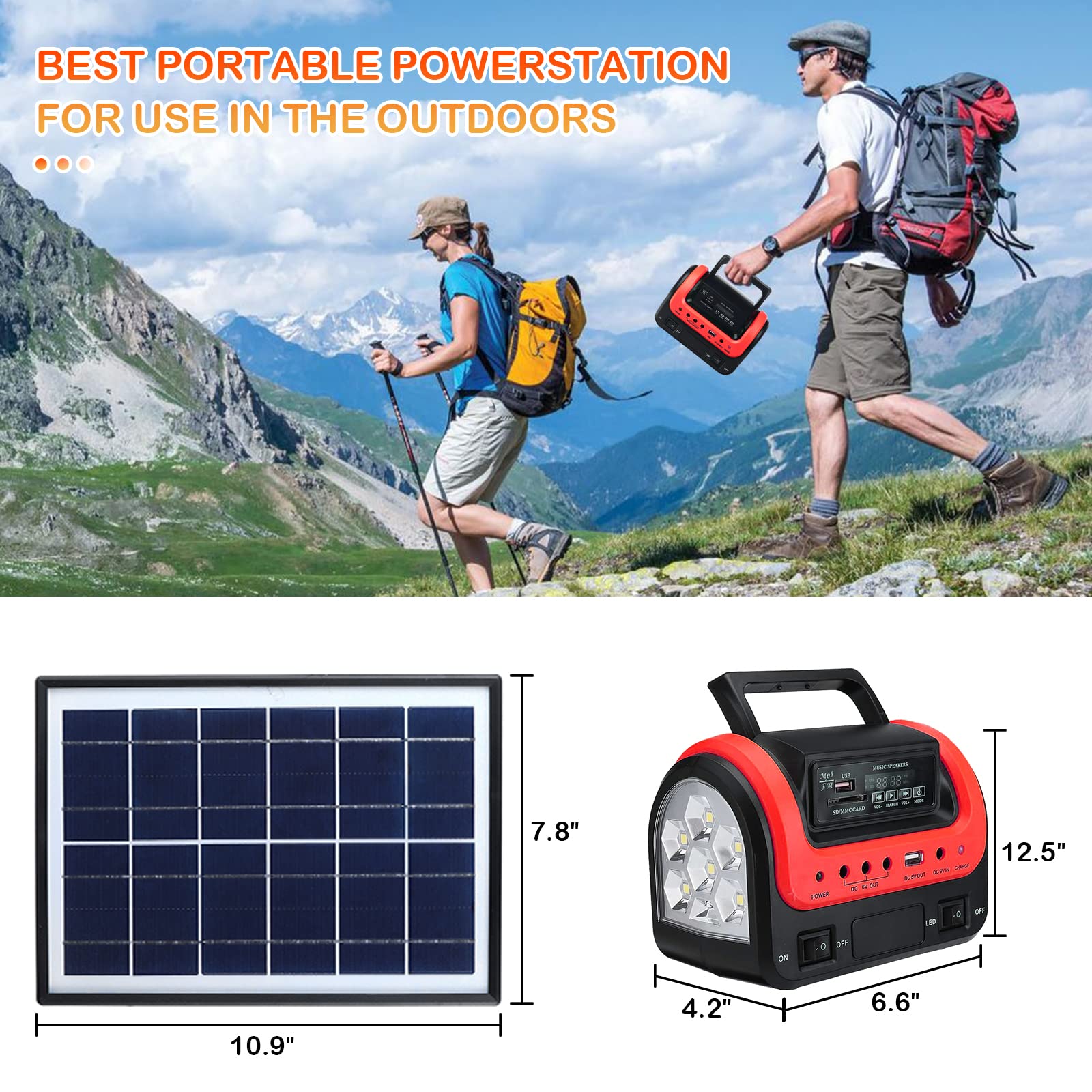 Portable Solar Generator with Solar Panel - 300W LiFePO4 Battery Power Station, USB/DC Outlets, LED Flashlight for Camping, Emergency & Outdoor Activities | Quiet, Lightweight & Eco-Friendly