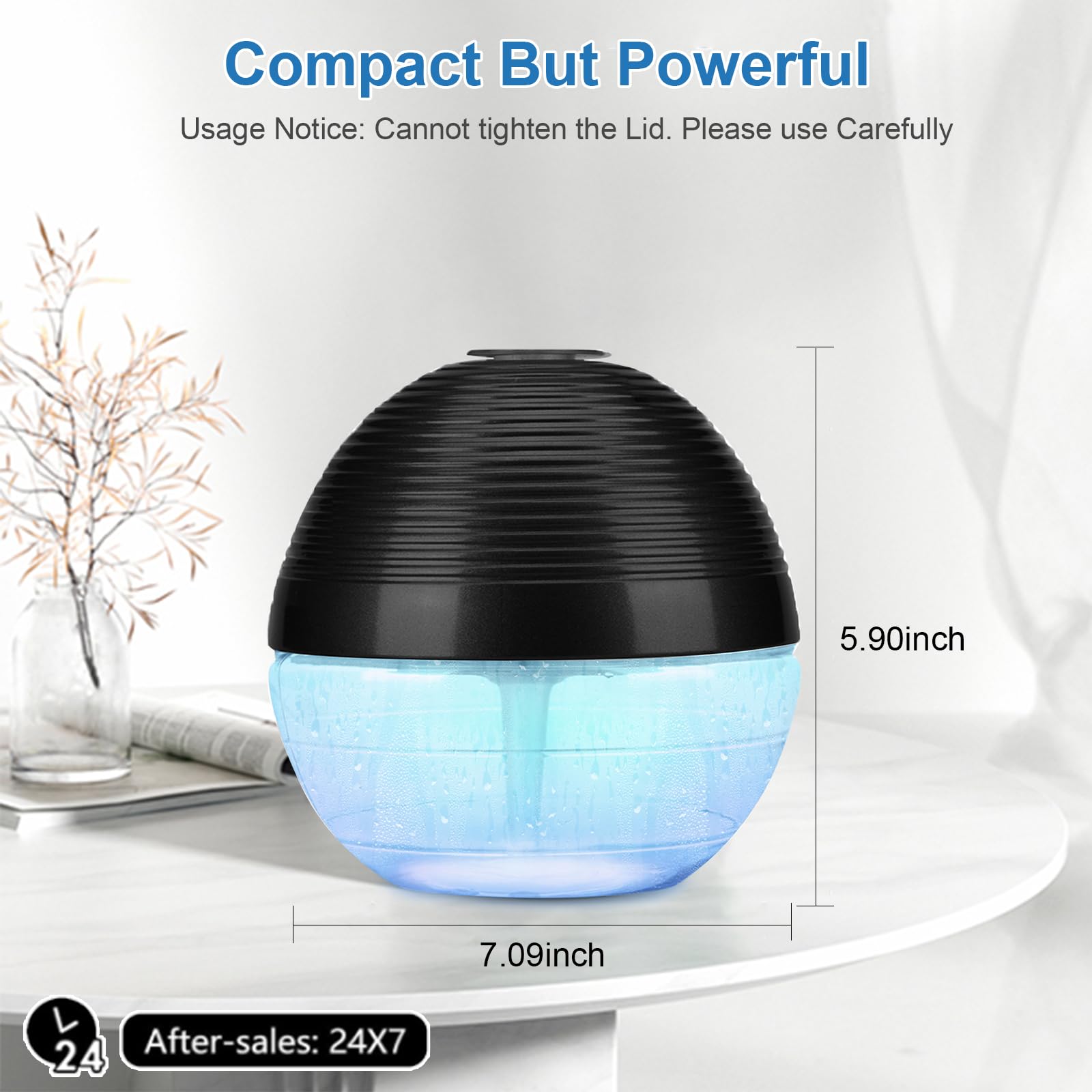 Water-Based Air Purifier & Freshener with 6 Colorful LED Lights - Portable Air Washer & Revitalizer for Home, Office, Bedroom (Black) | Improves Indoor Air Quality & Creates Relaxing Atmosphere