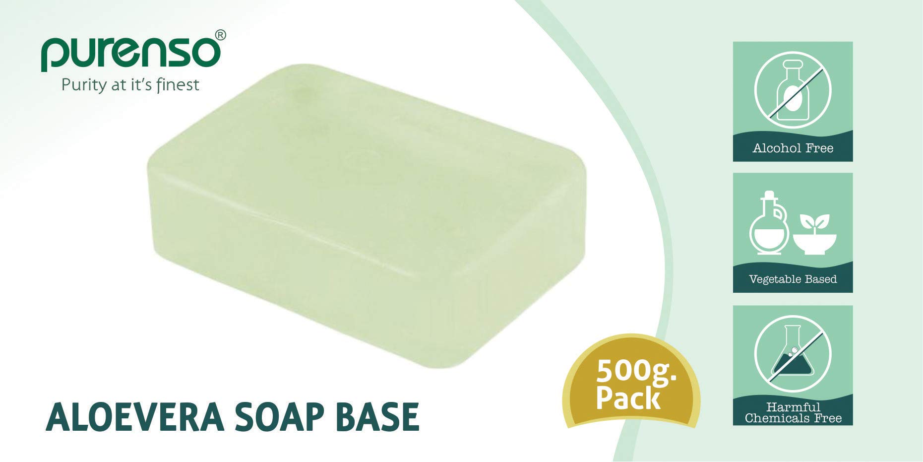 Purenso Select - 500g Glycerine Aloe Vera Melt & Pour Soap Base for DIY Handmade Soap Making | Natural Moisturizing Cleansing Bars for Skin Care, Bath & Gift Making