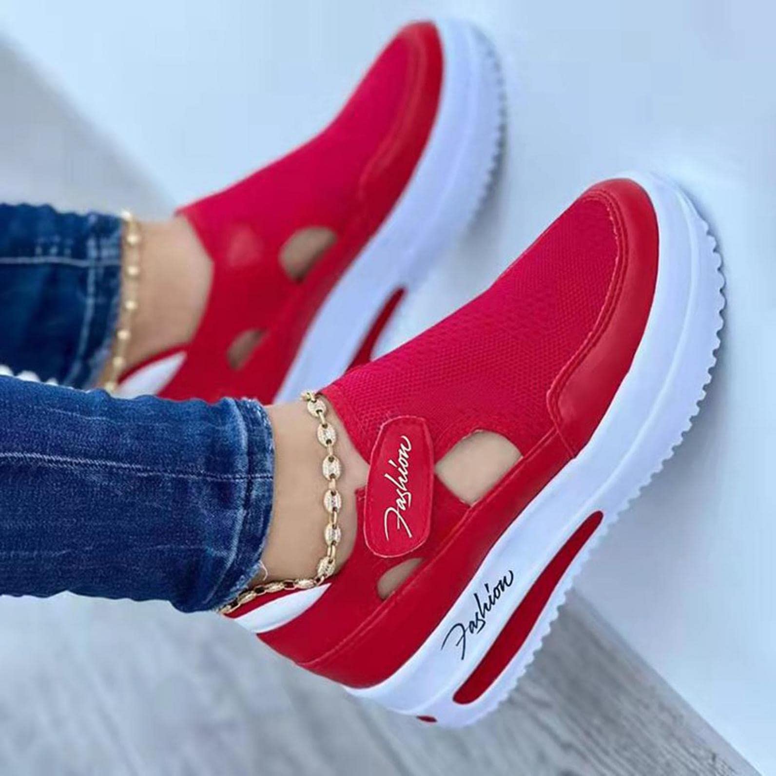 2022 Women's Breathable Sport Sneakers - Lightweight Casual Flat Walking Shoes with Velcro & Mesh Design for Outdoor, Running, Gym & Summer Activities