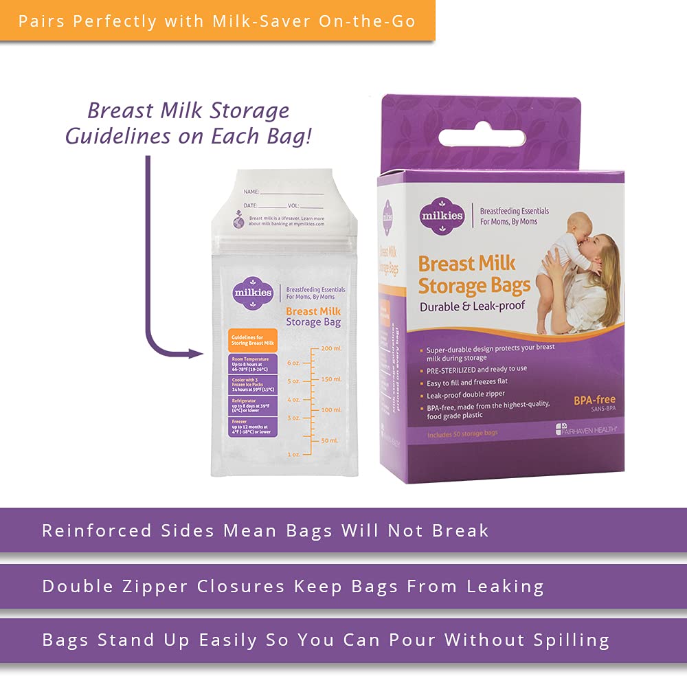 Milkies Milk-Saver On-The-Go | Breast Milk Collector & Storage | Hands-Free Pumping for Nursing Moms | Perfect for Work, Travel & Active Lifestyles