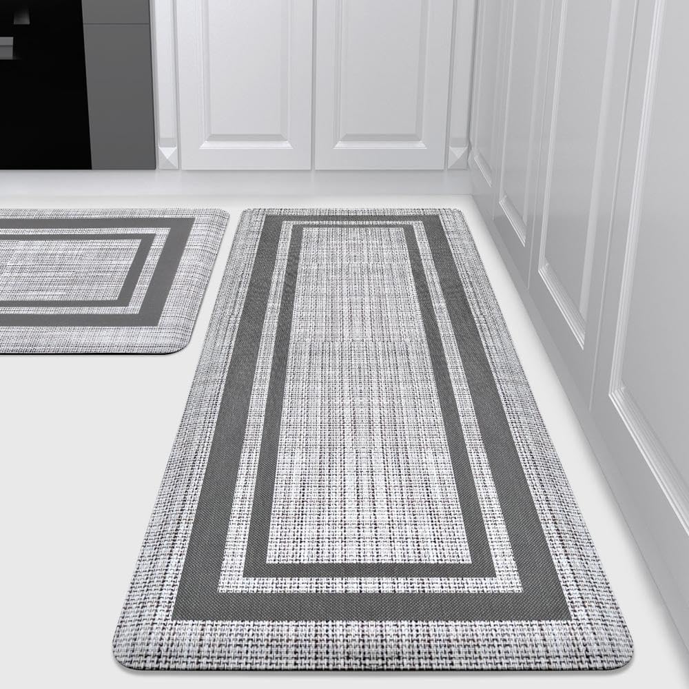 WEZVIX Anti-Fatigue Kitchen Mats 2-Pack - Non-Skid, Waterproof for Sink & Office