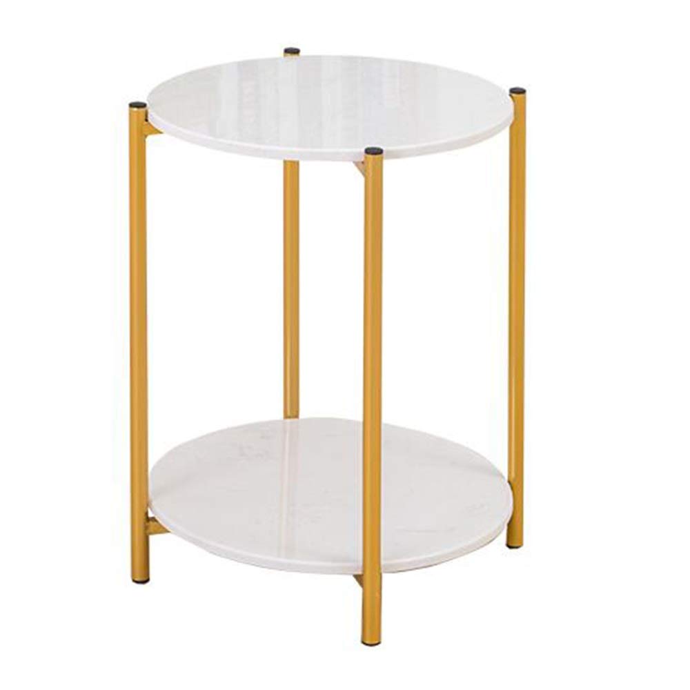 Elegant 2-Tier Marble End Table with Iron Art Frame - Gold Accented Side Table for Living Room, Bedroom & Balcony (16×22 Inch) | Perfect for Tea Storage, Nightstand & Corner Decor