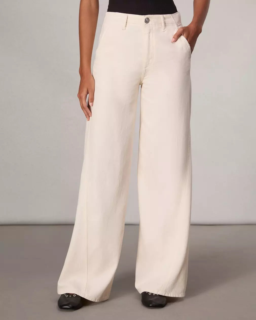 Featherweight Wide Leg Sofie Jean in Ecru - Comfortable & Stylish Women's Pants for Casual Wear & Office Outfits