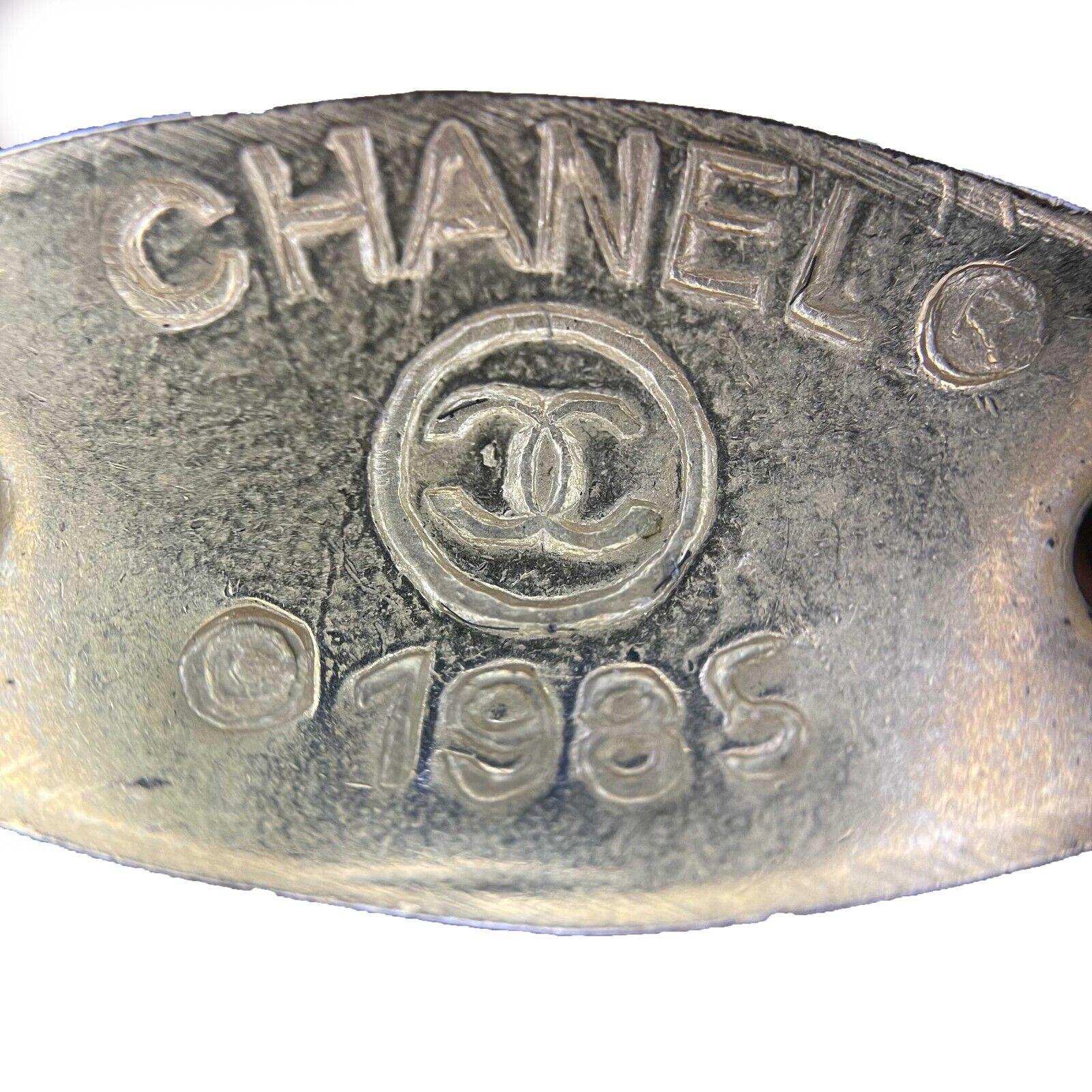 Vintage Chanel 1985 24K Gold Plated CC Logo Gripoix Red & Green Magnifier Glass Pendant Necklace - Elegant Gift for Women, Perfect for Parties & Special Occasions