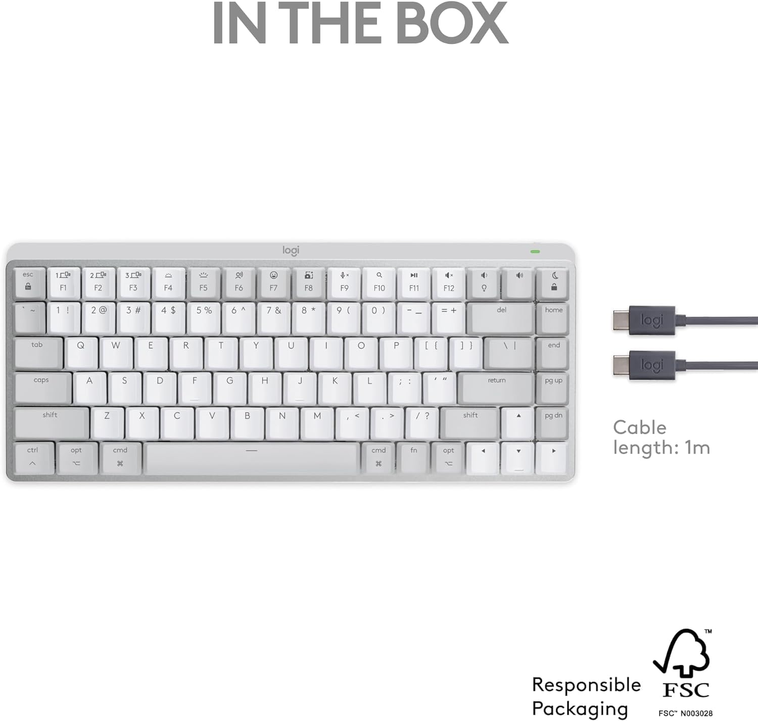 Logitech MX Mechanical Mini Wireless Keyboard for Mac - Low Profile Tactile Quiet Keys, Bluetooth, USB-C, Backlit - Pale Grey (Renewed) | Perfect for Office Work, MacBook & iPad Pro Typing