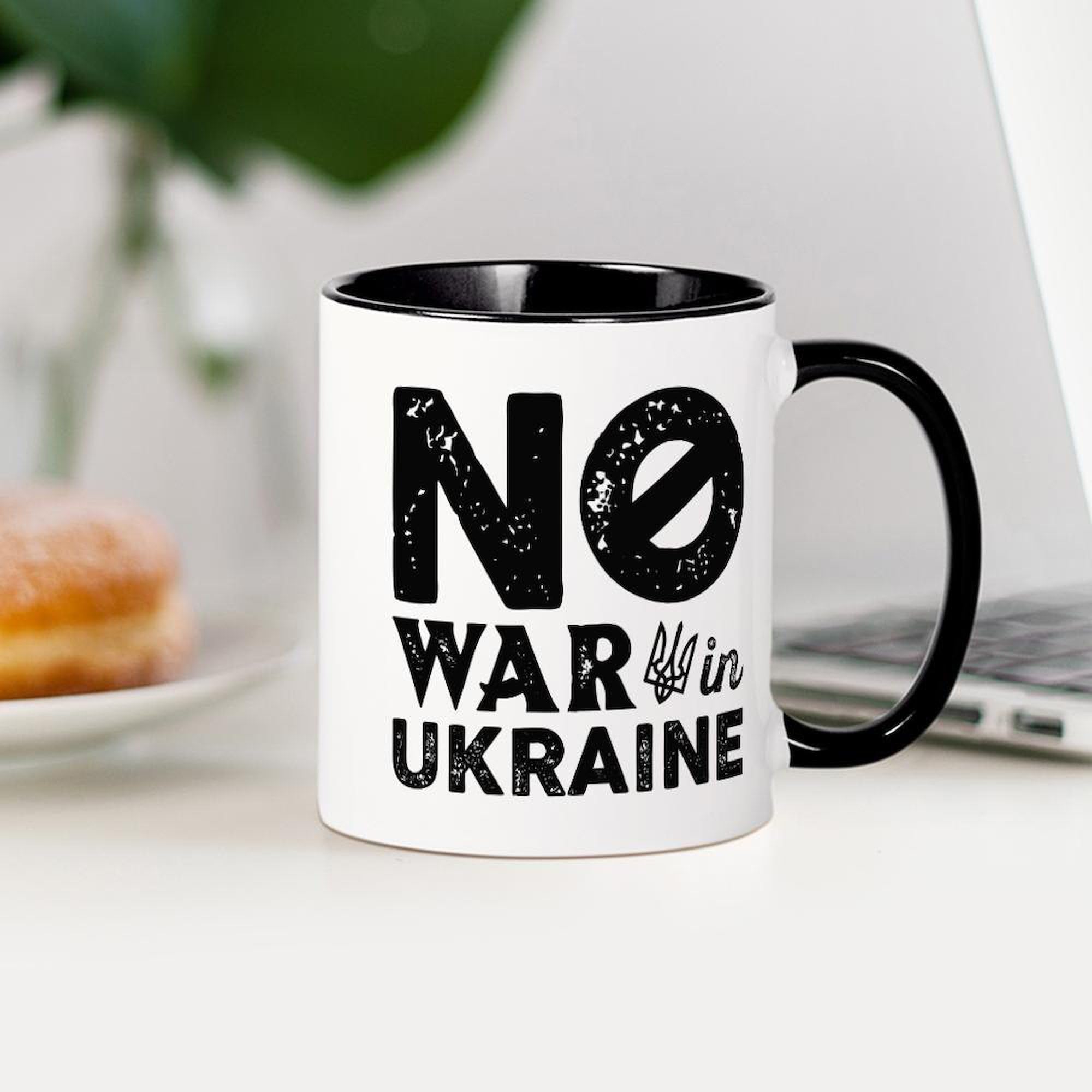No War In Ukraine 11 oz Ceramic Coffee Mug - 325ml Insulated Tea Cup for Office, Home & Gifts | Support Peace Movement