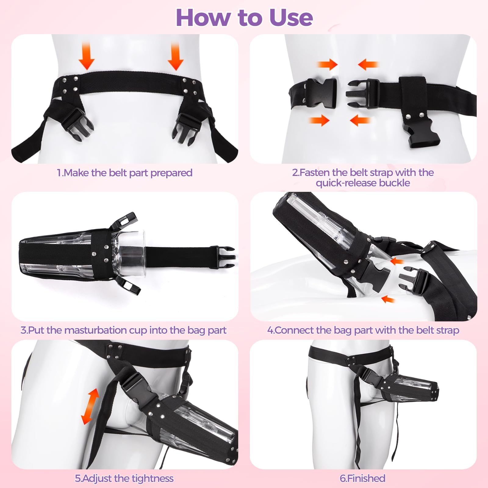 Adjustable Hands-Free Male Masturbator Cup with Straps - Wearable Male Stroker for Solo & Couples Play - Soft & Comfortable Sex Toy for Enhanced Pleasure (Perfect for Travel & Discreet Play)