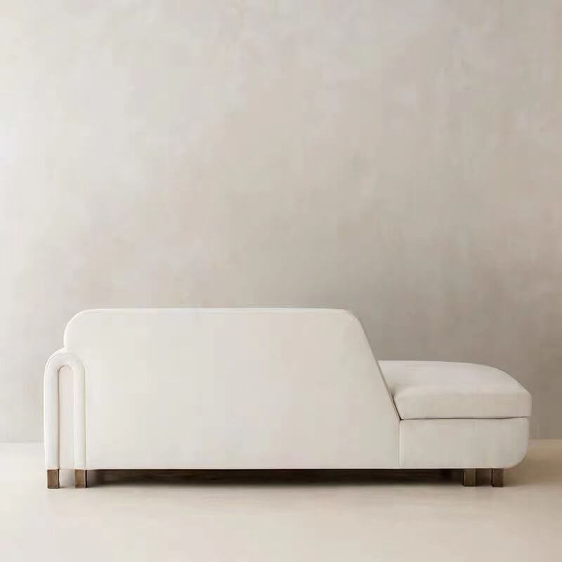 Minimalist White Overstuffed Square Arm Chaise Lounge Accent Chair - Modern Solid Color Living Room Furniture for Small Spaces, Apartments & Reading Nooks