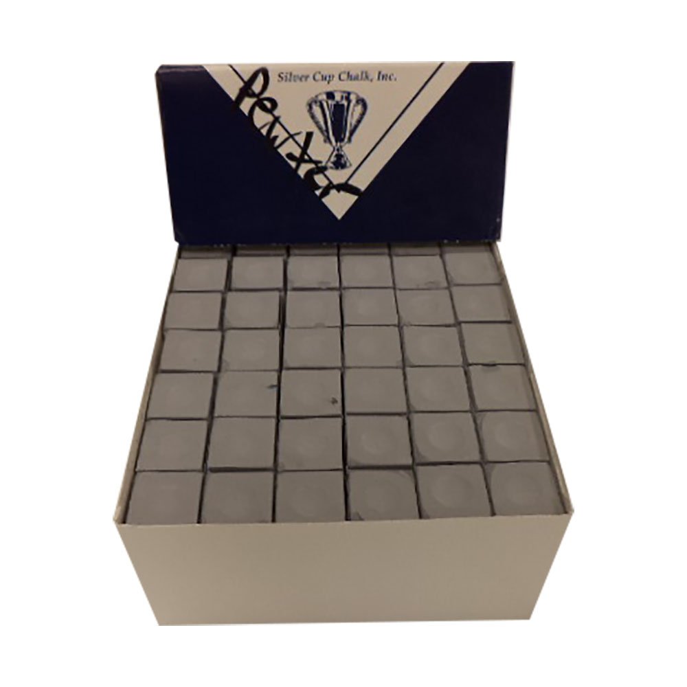 Premium Silver Cup Pool Cue Chalk - Pewter Gray - 12 Dozen (144 Pieces) - Perfect for Billiards, Snooker & Pool Halls