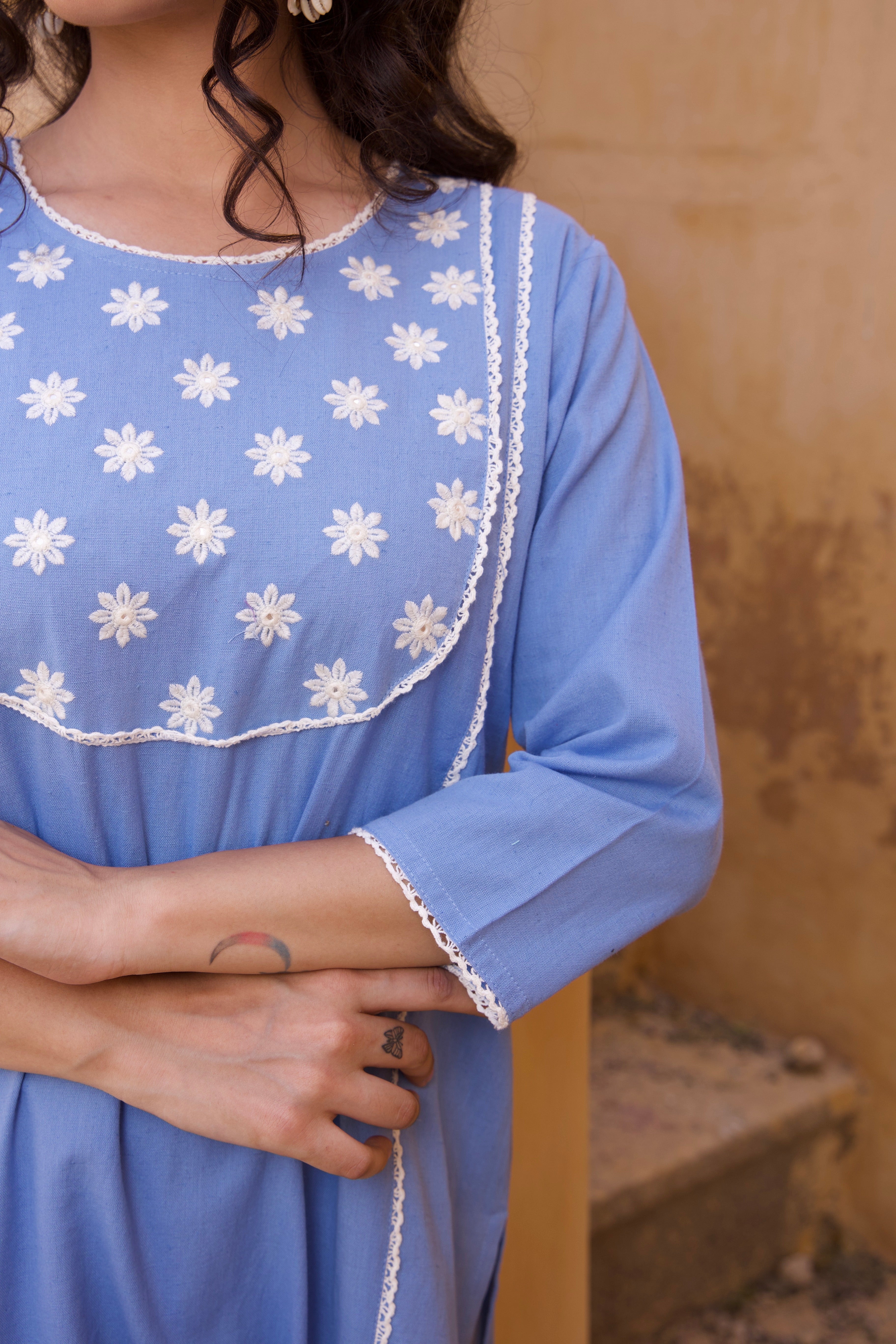 Stylish Sky Blue Floral Kurta Set for Women | Traditional Indian Ethnic Wear | Perfect for Festivals, Weddings & Casual Outings