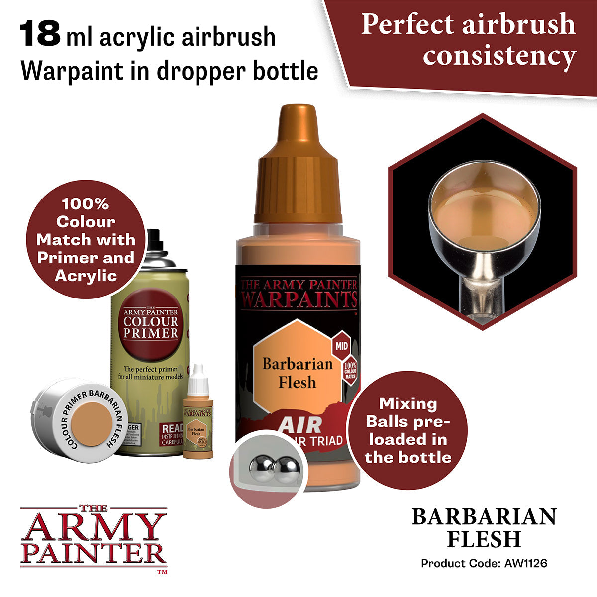 Warpaints Air: Barbarian Flesh - Premium Miniature Paint Set for Tabletop Gaming & Warhammer 40K Models - Perfect for Fantasy RPGs and Wargaming Scenes