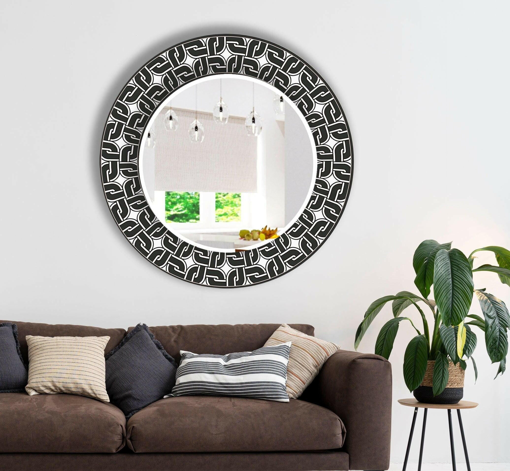 Stylish Black Round Wall Mirror - Decorative Home Decor for Living Room, Bedroom & Bathroom - Perfect for Vanity, Entryway & Modern Interior Design