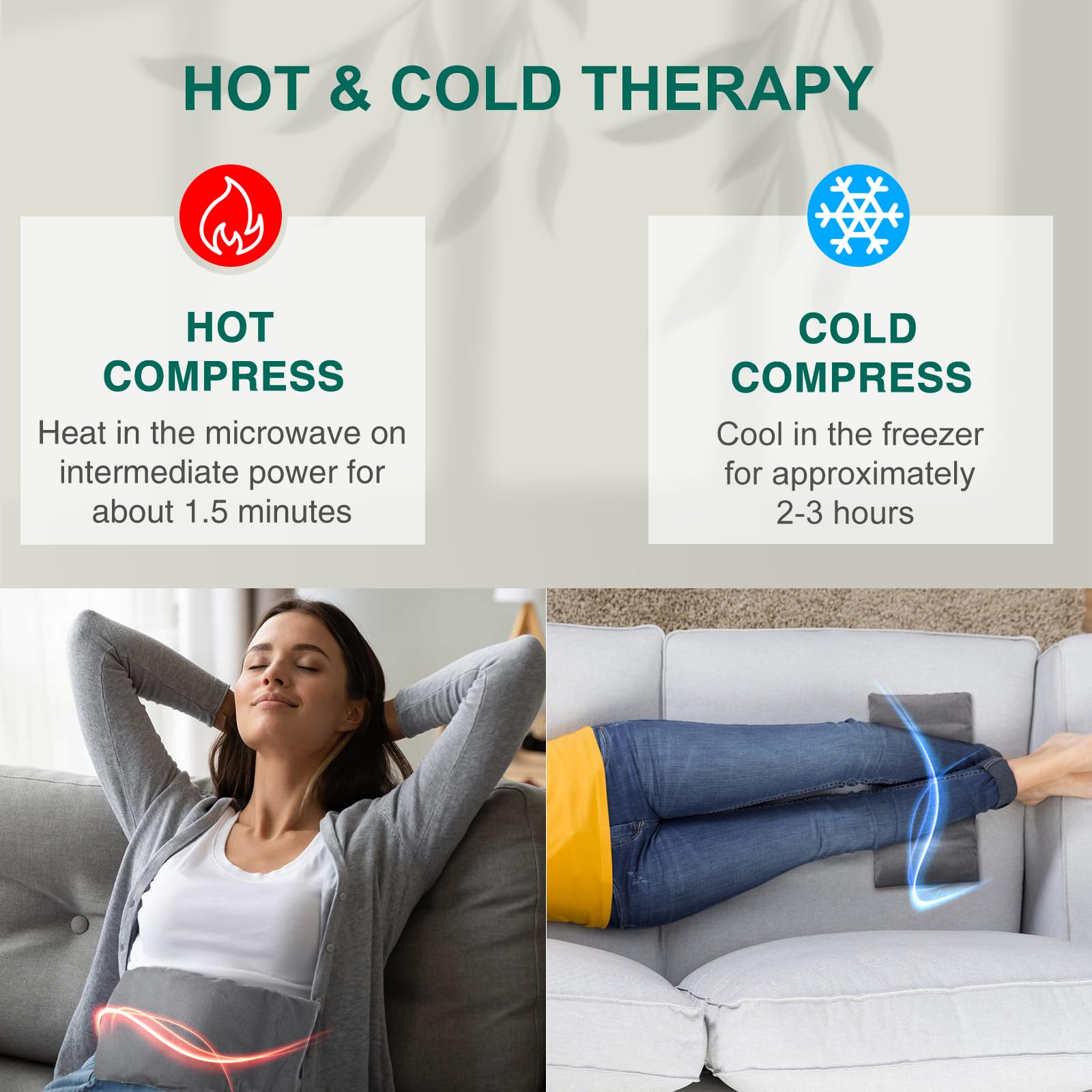 Microwavable Heating Pads 13x7 Inch - Moist Heat Therapy for Back Pain, Neck & Shoulder Relief - Reusable Rice & Bean Bag Hot Pack with Washable Cover - Perfect for Muscle Aches, Joint Pain & Cramps - Ideal for Home, Office & Travel Use