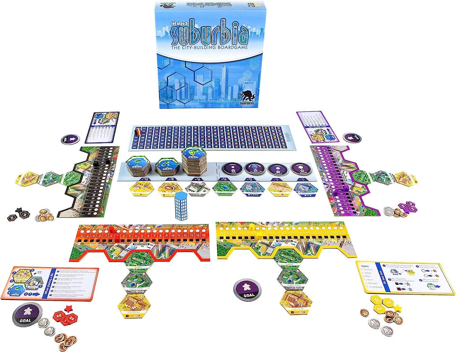 Suburbia - Thematic City Building Strategy Board Game | Tile Placement Game for Adults | Perfect for Family Game Nights & Strategy Enthusiasts