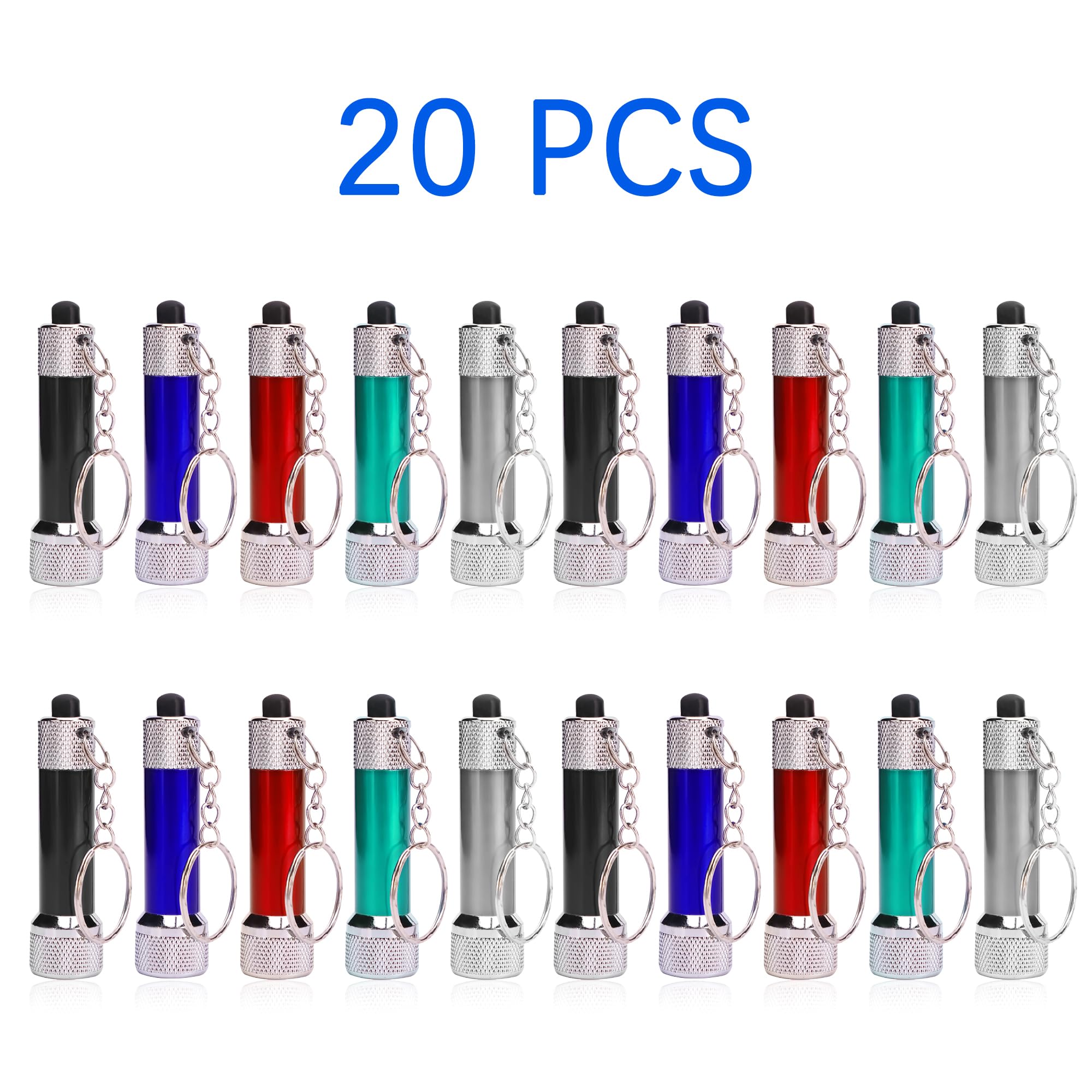 PROLOSO Mini LED Flashlight Keychains - 20 Pack Bulk Keyring Torch Lights for Kids, Camping, Emergencies & Party Favors | Bright Portable Flashlights for Hiking, Nighttime Safety & Outdoor Adventures