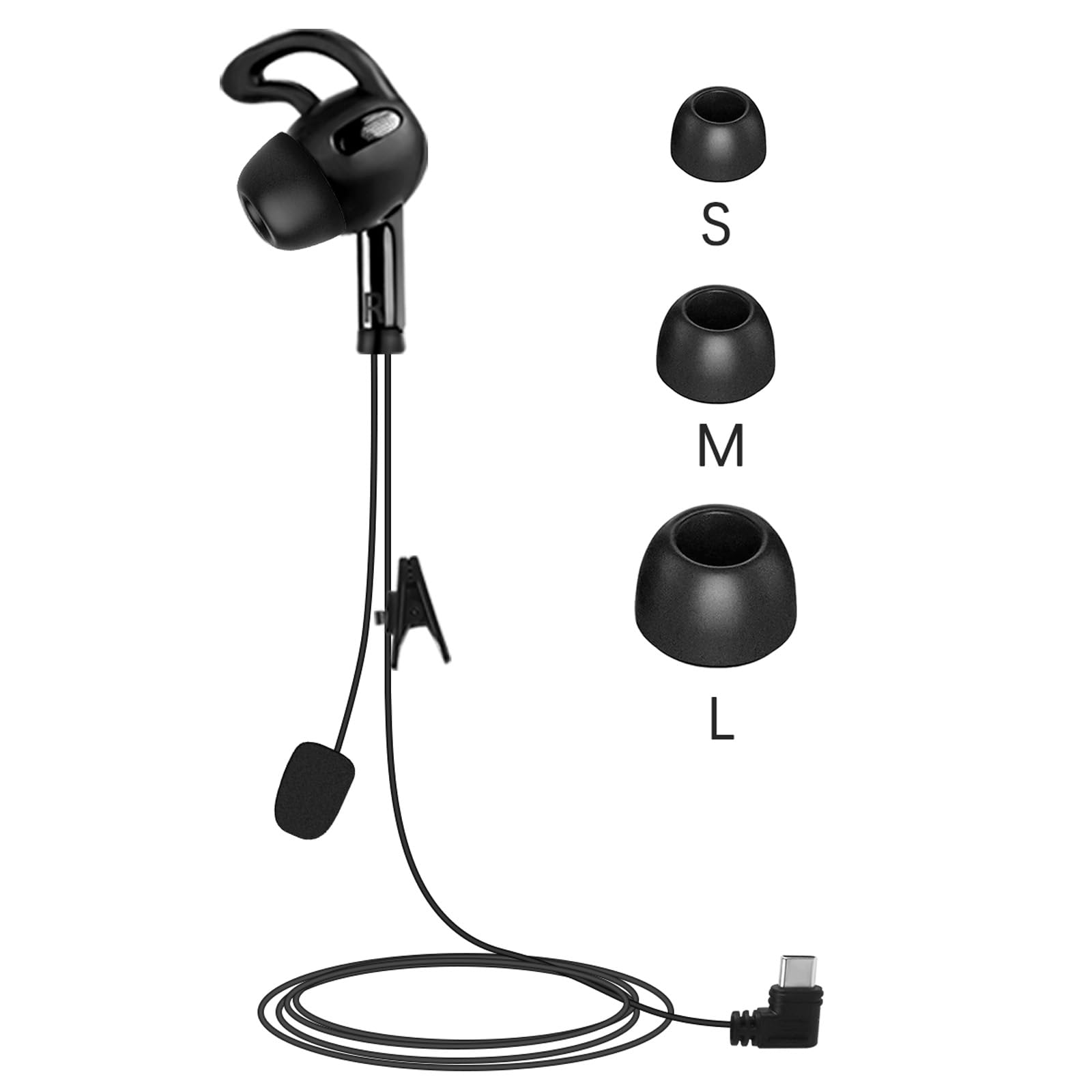 GaiRen USB C Right-Ear Referee Headset with Microphone - Compatible with V6 Pro & V4 Plus Soccer Coach Radios - Clear Communication for Football Referees, Coaches & Sports Officials - Perfect for Soccer Games, Training Sessions & Field Communications