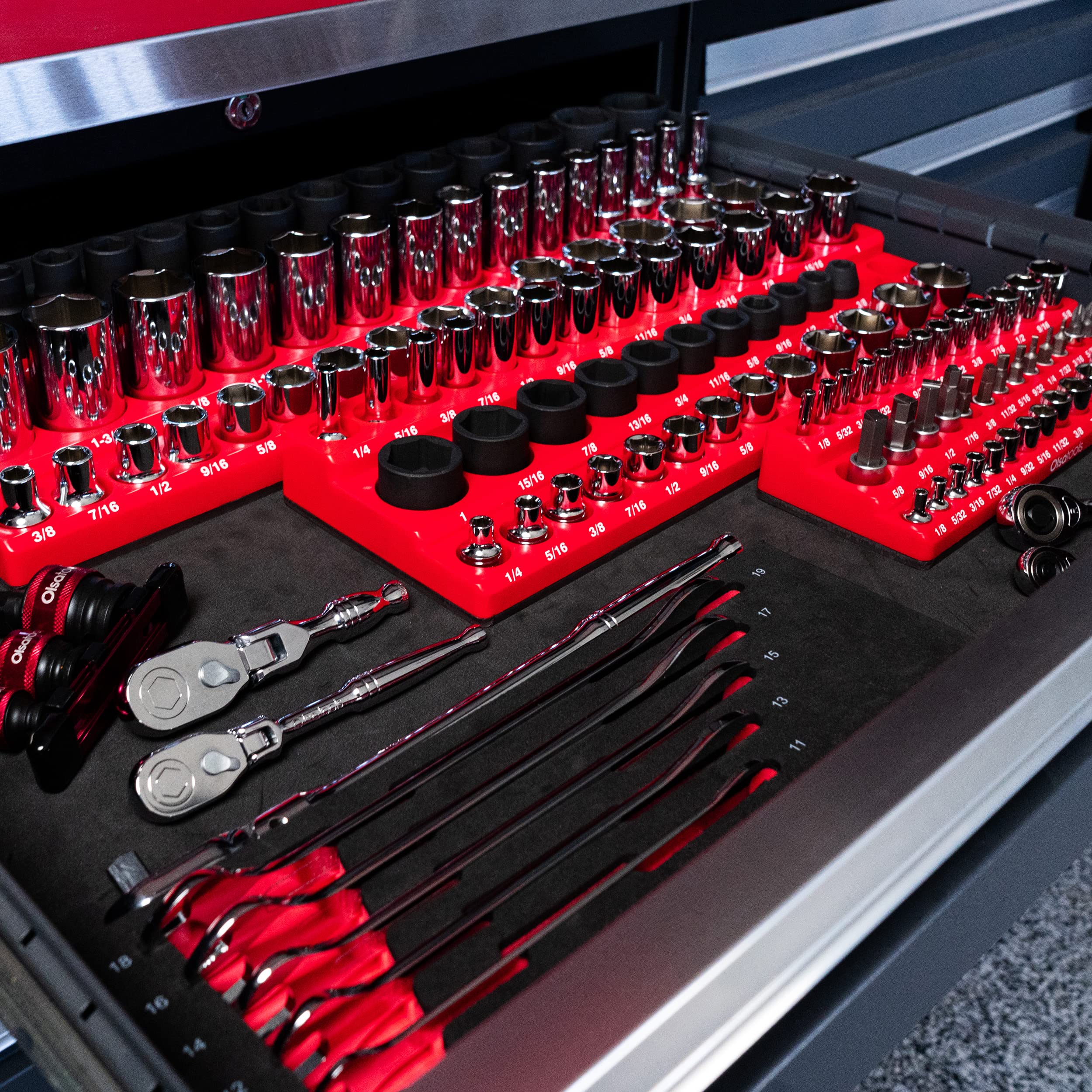 Olsa Tools Magnetic Socket Organizer Set - 3pc 1/2