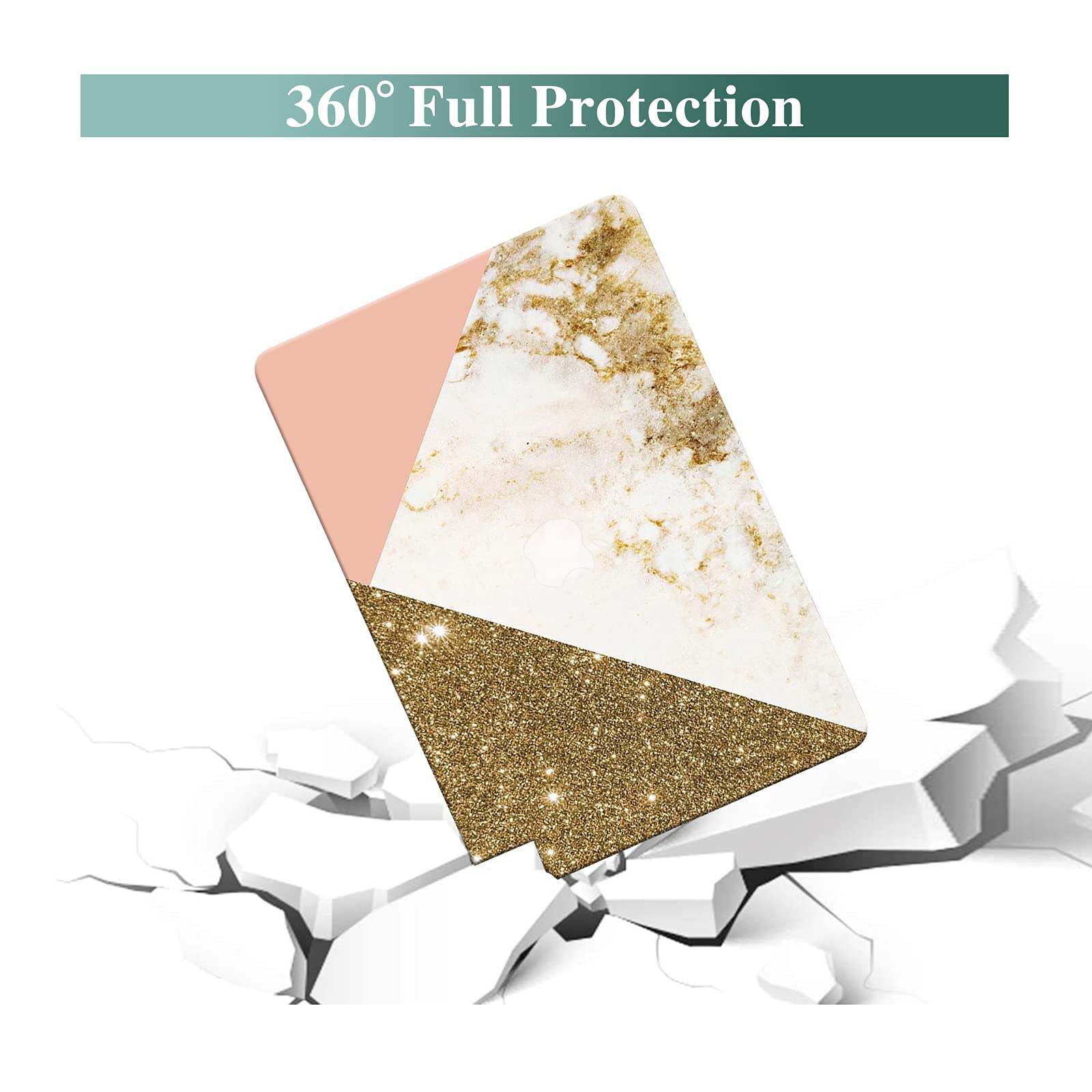 Funut Hard Plastic Shell Case & Keyboard Cover for MacBook Air 13 inch (2020-2021 M1 A2337/A2179/A1932 Models) - Shiny Marble Design | Protective Cover for Work, School & Travel