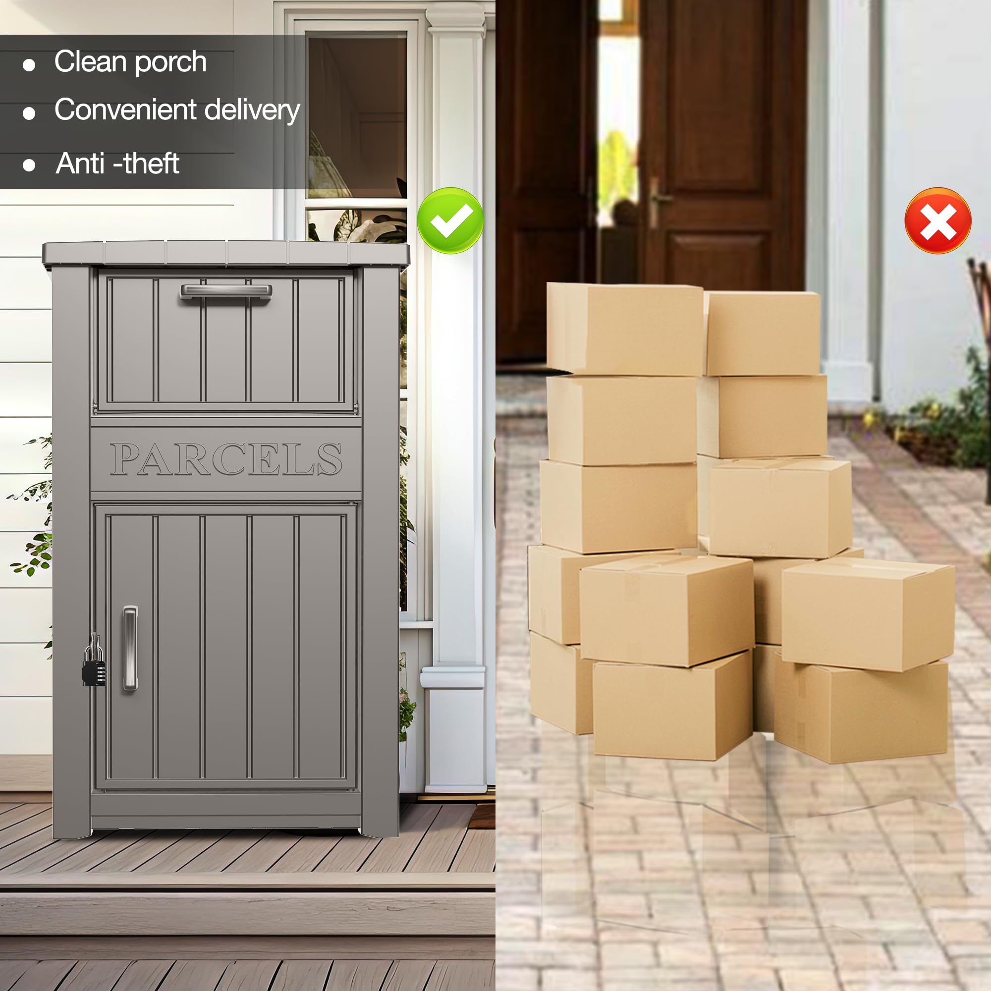 Extra Large Lockable Waterproof Package Drop Box - Secure Anti-Theft Outdoor Parcel Delivery Box for Porch, Yard & Curbside | Perfect for Online Shopping Deliveries & Package Security