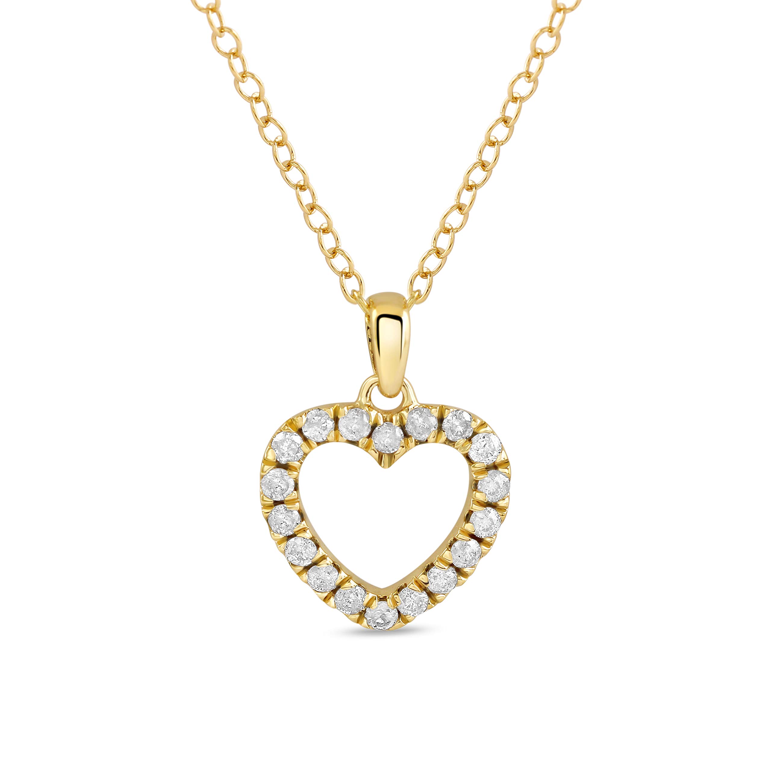 Labella 1/4 CT.TDW Sterling Silver Diamond Heart Pendant Necklace for Women - Rhodium Plated Romantic Jewelry Gift for Her, Perfect for Anniversaries, Valentine's Day & Special Occasions