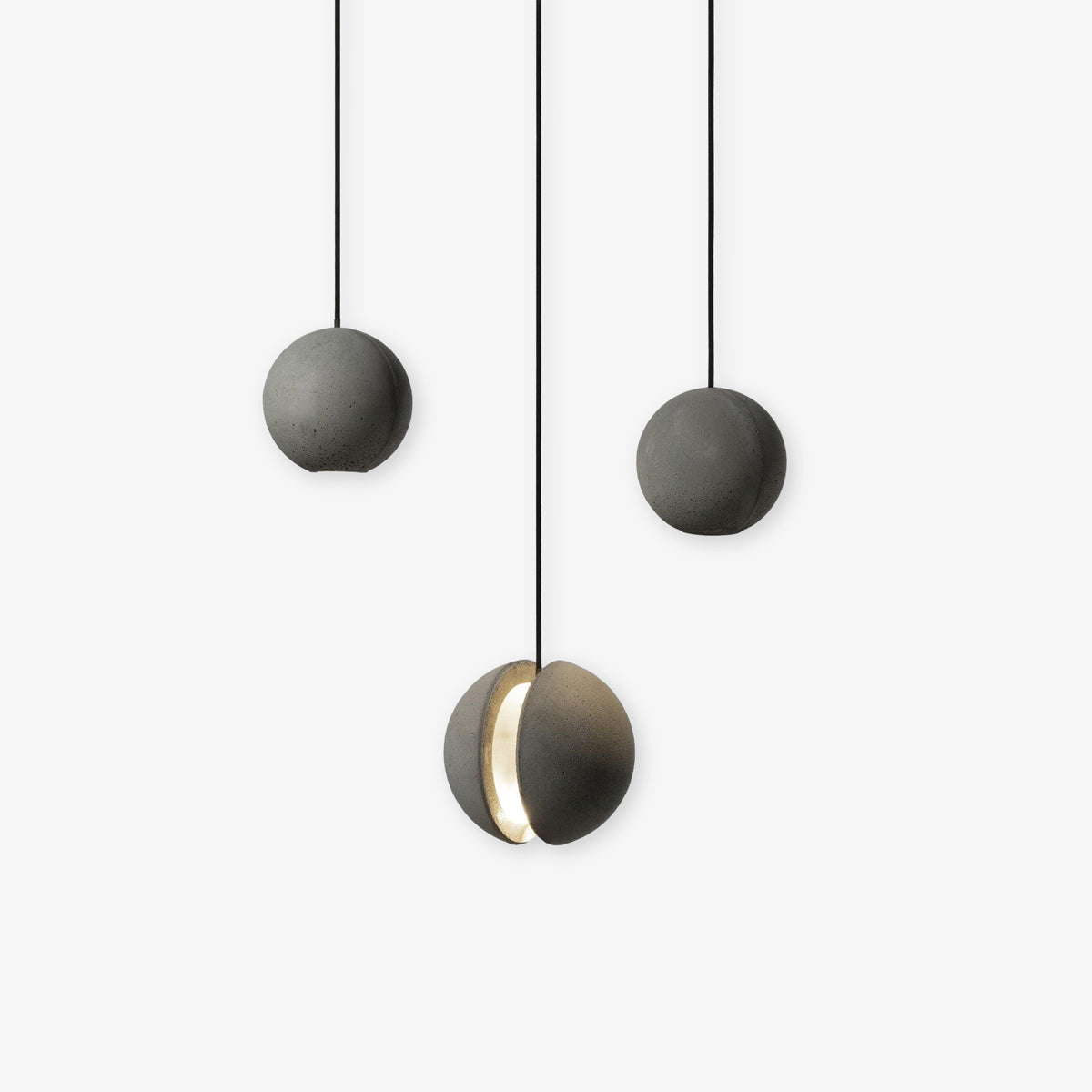 Modern Moon Concrete Pendant Light - Industrial Chic Ceiling Fixture for Living Room, Bedroom, or Dining Area