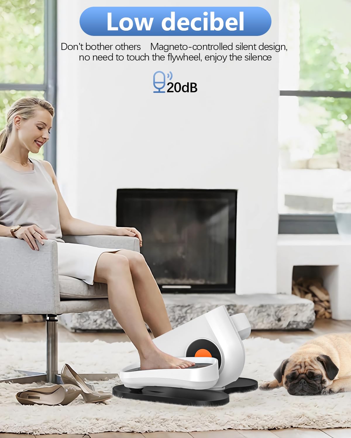 Under Desk Elliptical Machine - Electric Leg Exerciser for Seniors & Adults, Compact Seated Elliptical Trainer for Home/Office Use - Perfect for Work from Home, Watching TV or Rehab Therapy