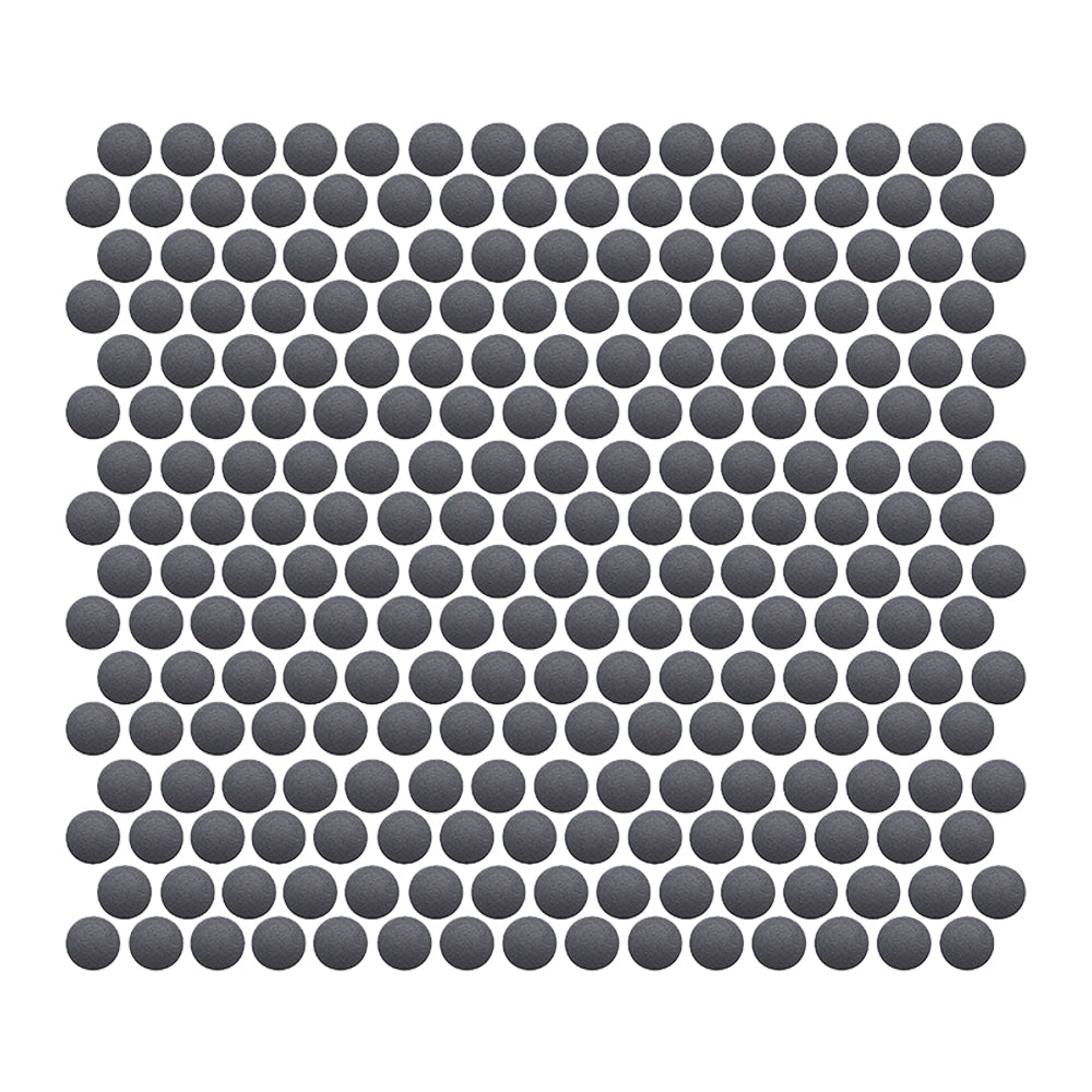 Foundry Mosaic Penny Round Tiles - Obsidian Black Glass Tile for Kitchen Backsplash, Bathroom Wall & Shower Flooring