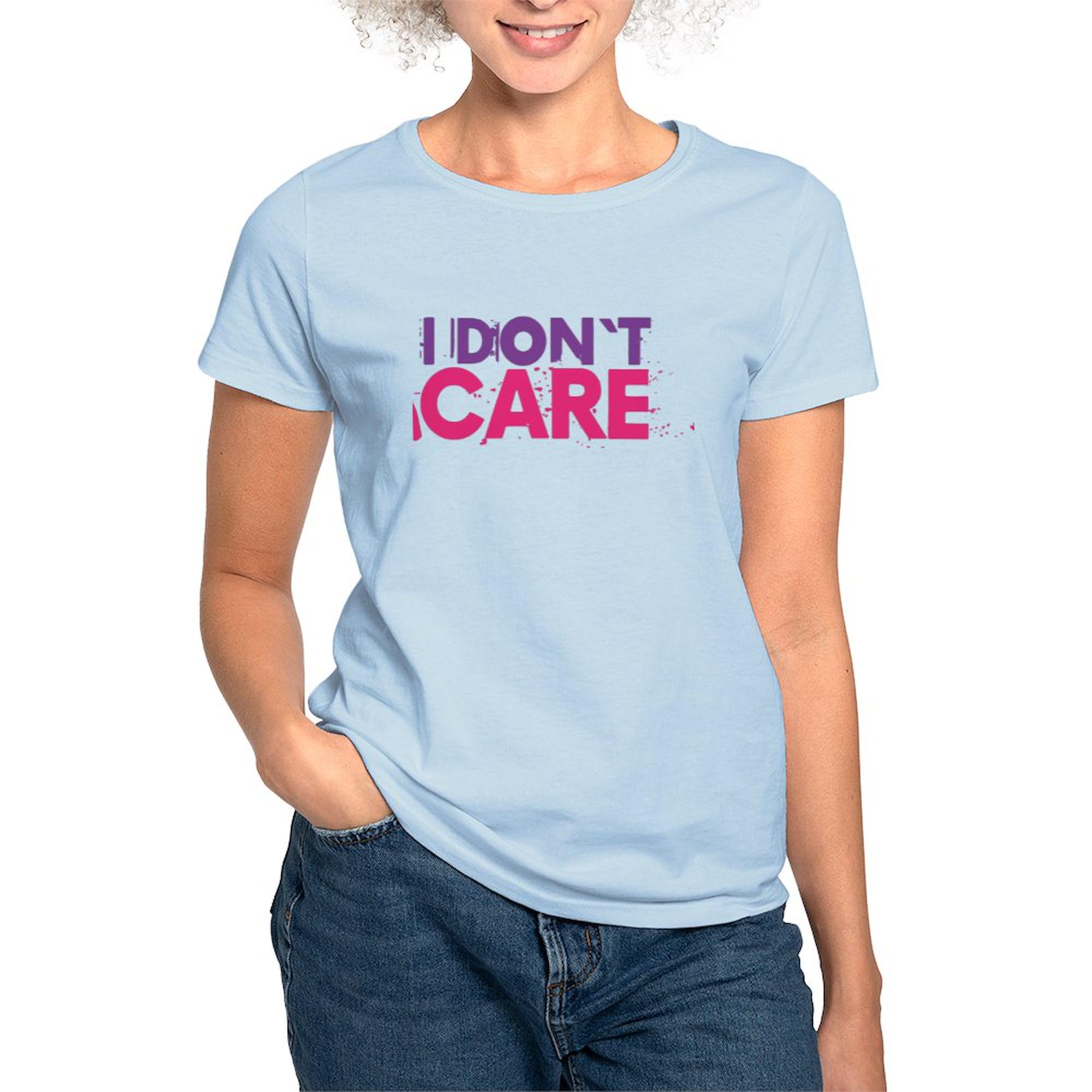 Funny Women's Cotton Crew Neck T-Shirt - 'I Don't Care' Graphic Tee - Casual Wear for Everyday Outfits & Gifts