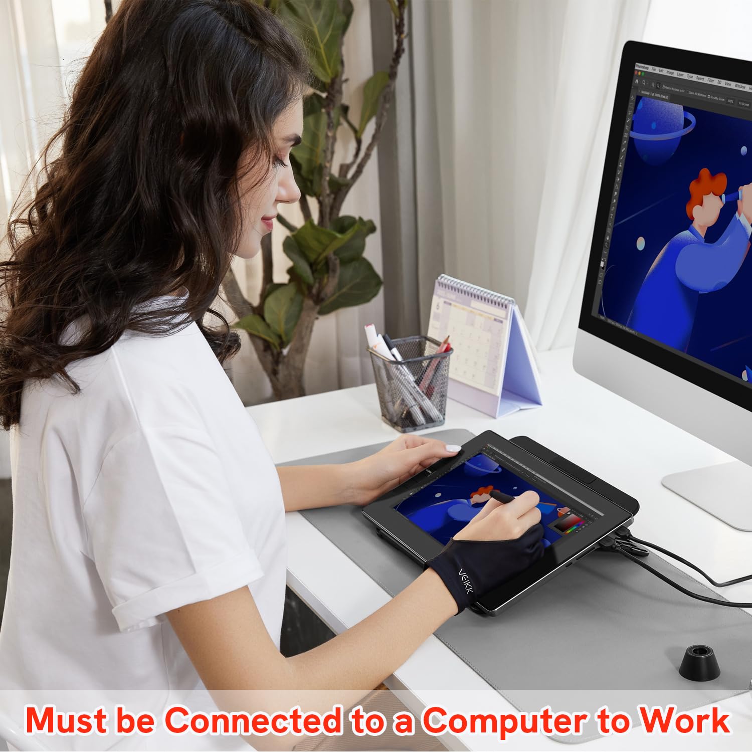 VEIKK VK1200 V2 11.6-inch Drawing Tablet with Screen - Full-Laminated Graphic Monitor, Battery-Free Stylus with Tilt Support, 6 Customizable Shortcut Keys, Anti-Glare Glass - Perfect for Digital Art, Animation & Design (PC Connection Required)