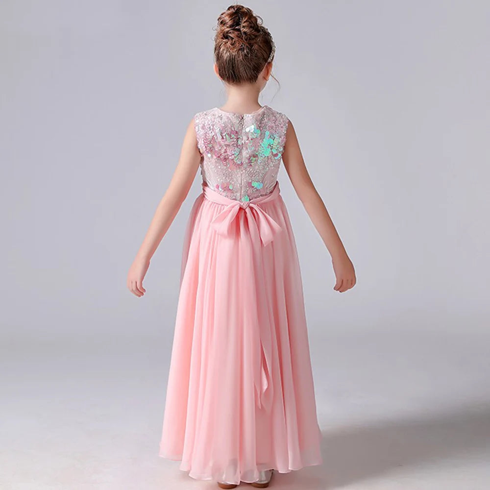 Sparkly Pink Flower Girl Dress for Kids - Elegant Junior Bridesmaid Gown for Weddings, Birthday Parties & Special Occasions | Perfect for Pageants, Photo Shoots & Celebrations
