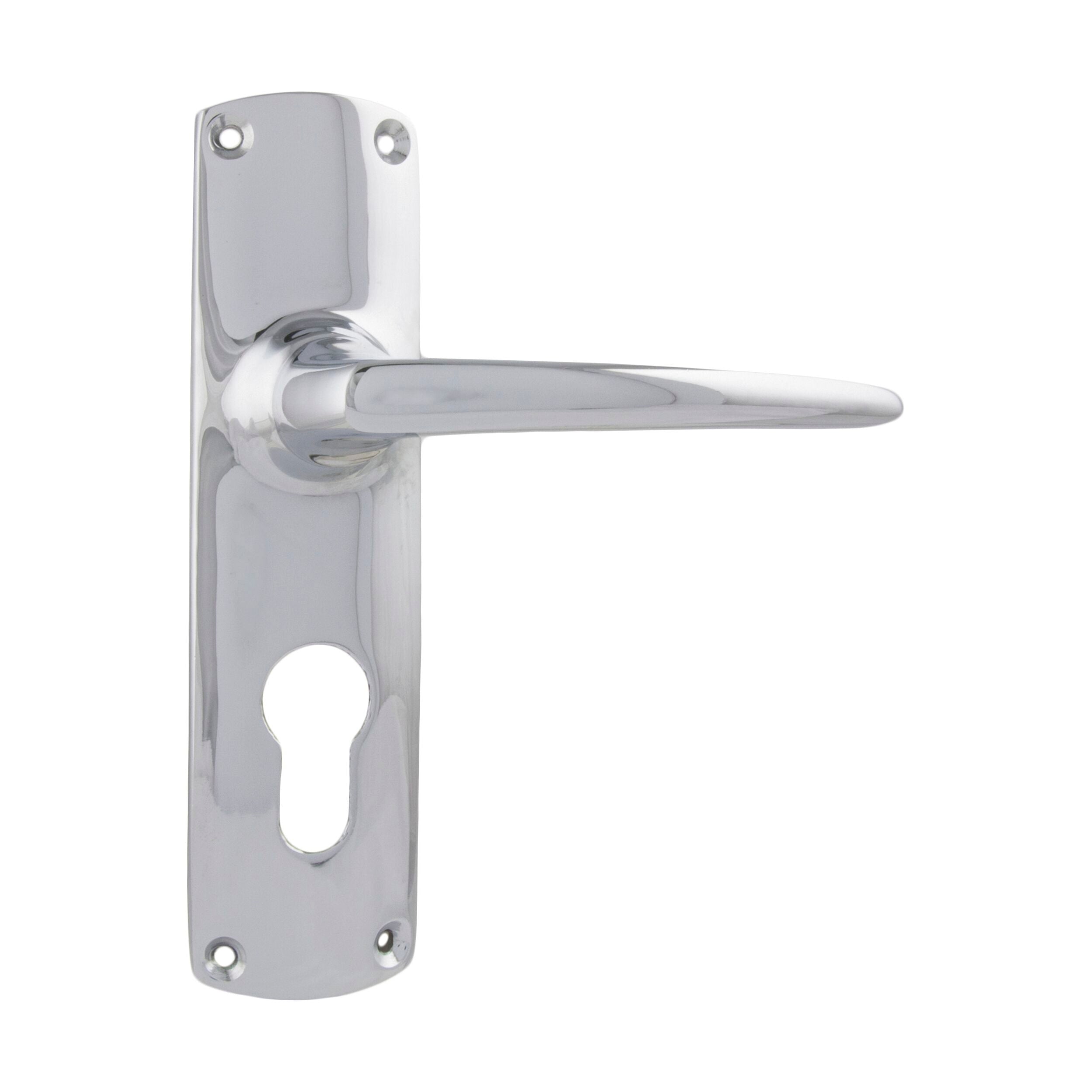 Retro Euro Style Door Lever Set - Chrome Plated (H150xW40xP57mm) | Durable & Elegant Entry Door Handles for Home, Office & Commercial Use