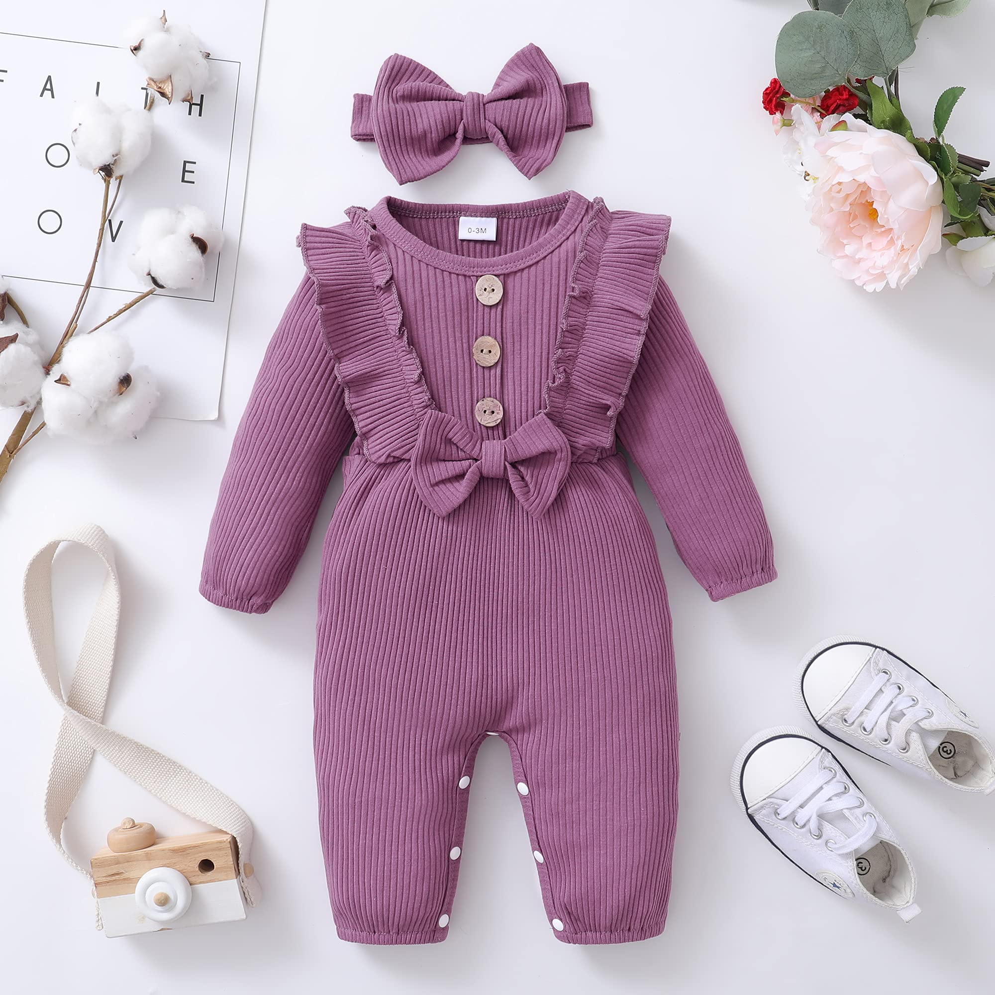 Mioglrie Newborn Baby Girl Clothes - Soft Cotton Short Sleeve Romper Jumpsuit for 0-12 Months | Perfect for Summer Outfits, Playtime & Photo Shoots