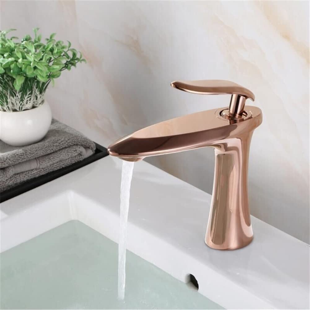 Premium Brass Bathroom Sink Faucet - Single Handle Mixer Tap with Hot & Cold Water, Bubble Outlet in Rose Gold/Chrome/Fgold - Perfect for Modern Vanities & Luxury Bathroom Renovations