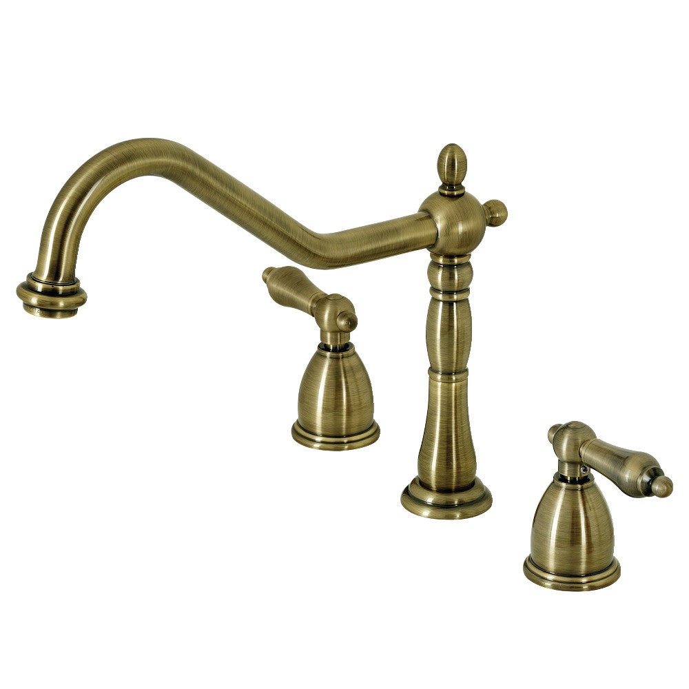 Kingston Brass KB1791ALLS Widespread Kitchen Faucet - Modern 3-Hole Mount Stainless Steel Sink Faucet with High Arc Spout for Home & Commercial Kitchens
