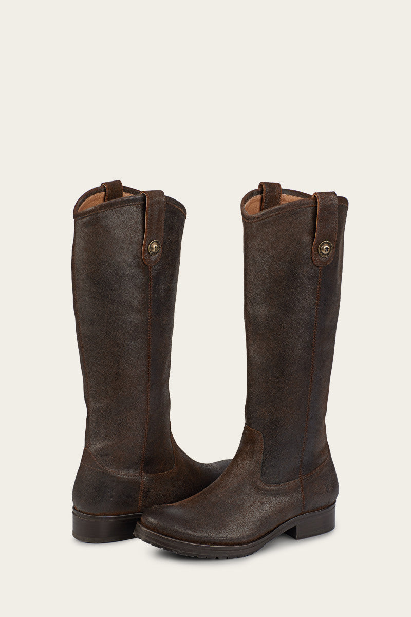 Melissa Double Sole Button Lug Tall Boots - Vintage Pre-Loved Leather Ankle Boots for Women | Perfect for Fall, Winter & Casual Outfits