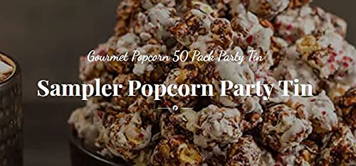 Premium Gourmet Popcorn Gift Set - 50 Pack Party Tin with 50 Individual 2.5oz Snack Bags, 8 Delicious Flavors | Kosher, Non-GMO, Dairy-Free | Perfect for Holidays, Corporate Gifts & Movie Nights
