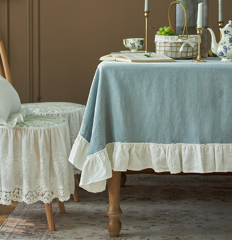 Extra Large Rectangle Tablecloth - Modern Blue Dining Table Cover, Ramie Fabric for Home Decor, Fits Round & Square Tables - Perfect for Parties, Weddings & Everyday Dining