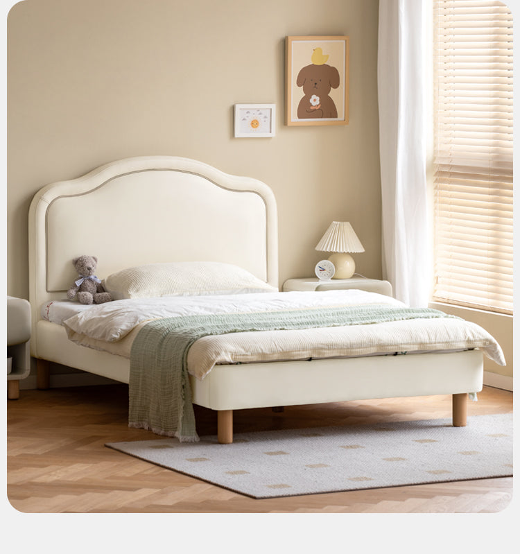 Organic Leather Cream Style Soft Kids Bed – Premium Comfort for Nursery, Bedroom & Playroom – Safe & Durable Toddler Bed for Sweet Dreams