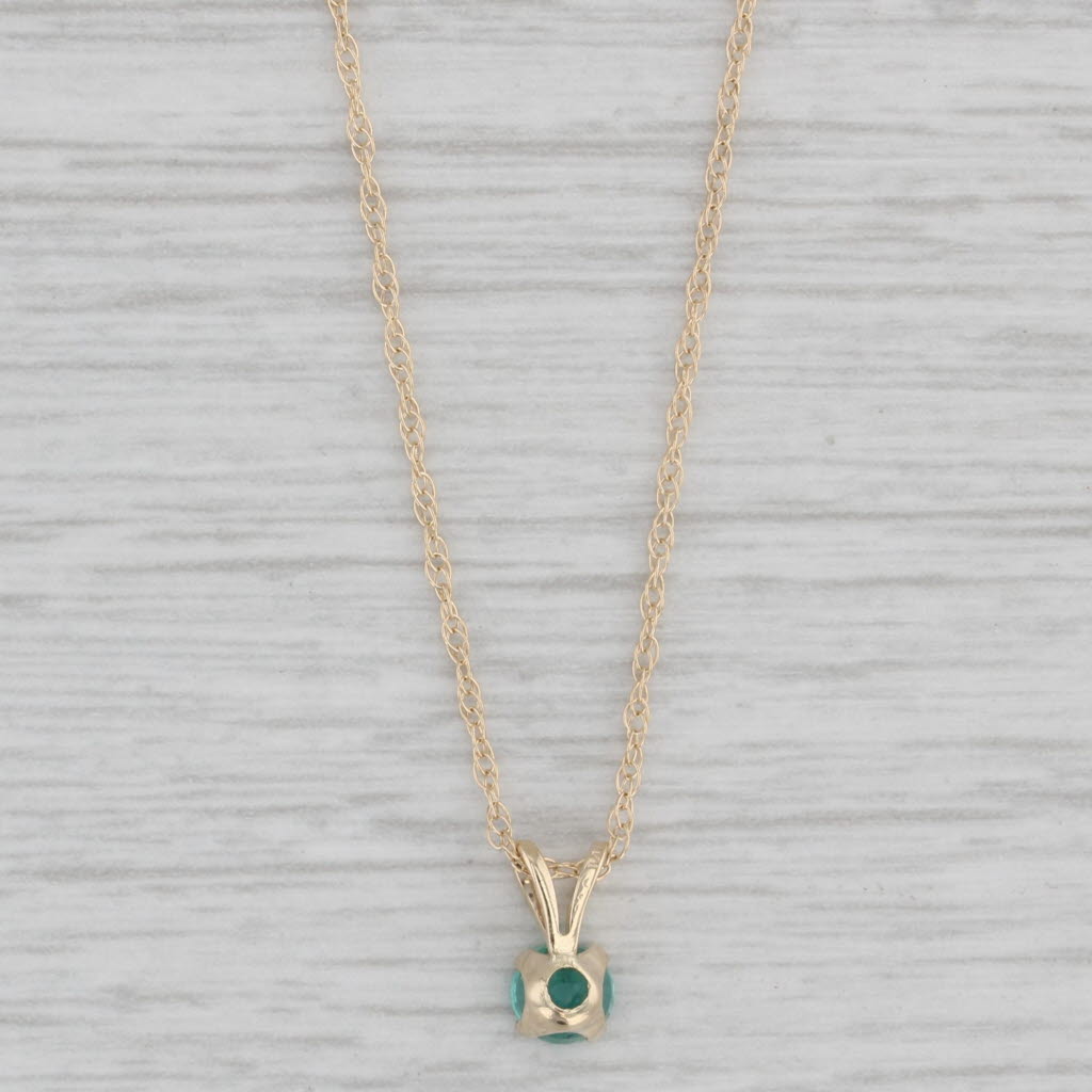 0.20ct Emerald Solitaire Pendant Necklace in 14k Yellow Gold with 18.75