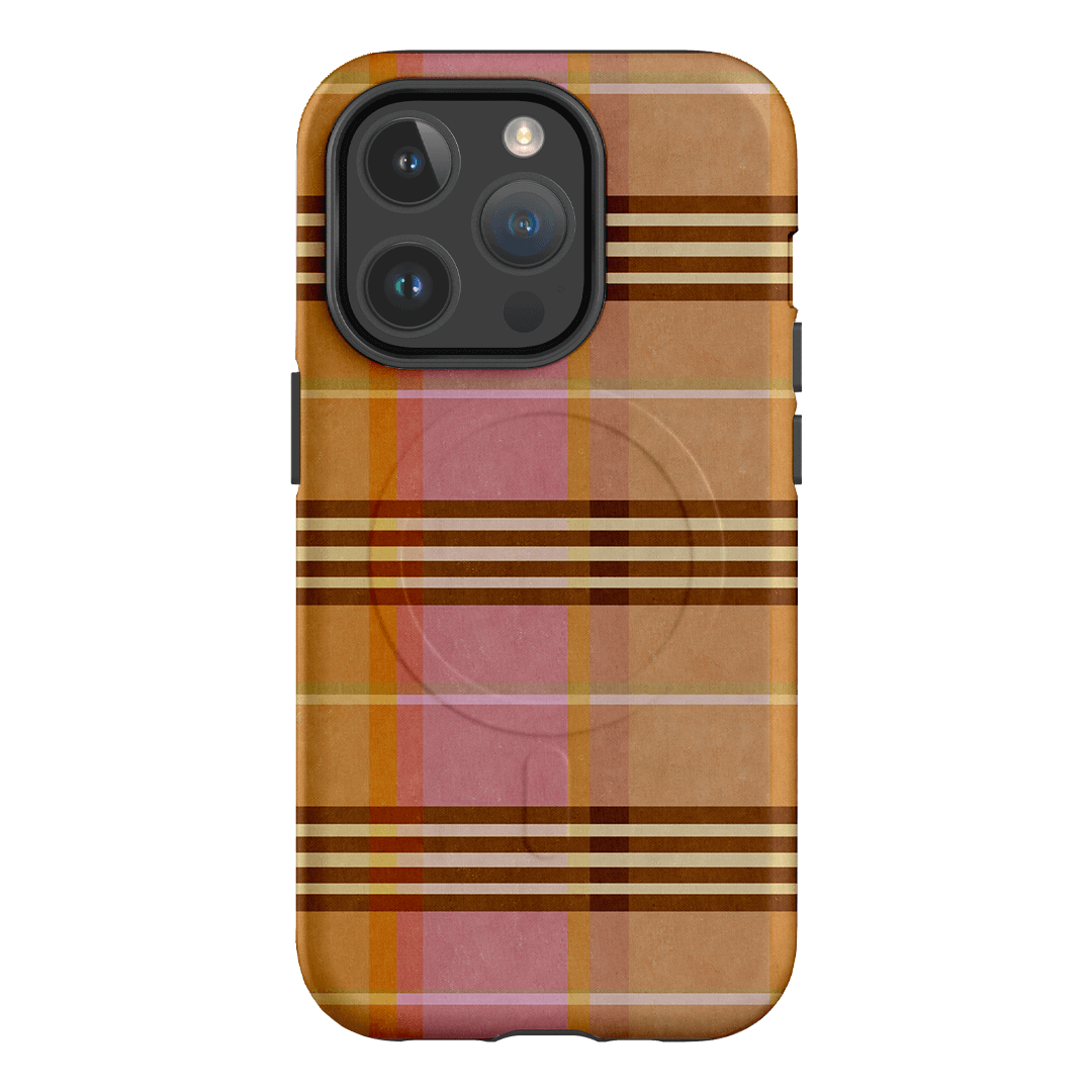 Peachy Plaid Phone Case for iPhone 15/14/13/12/11 Pro Max - Cute Tartan Pattern Protective Cover with Shockproof Design - Perfect for Everyday Use, Travel & Fashion Accessories