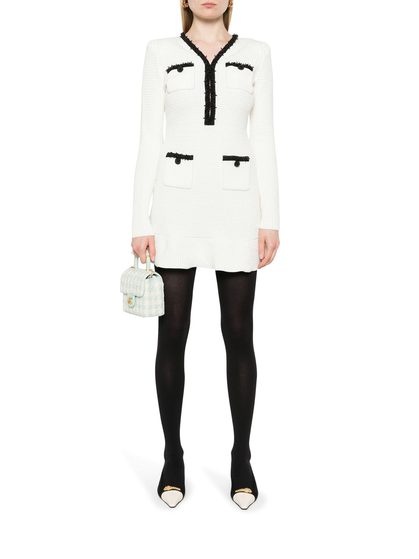 Stylish Mini Dress with Contrasting Details - Perfect for Parties, Dates & Casual Outings
