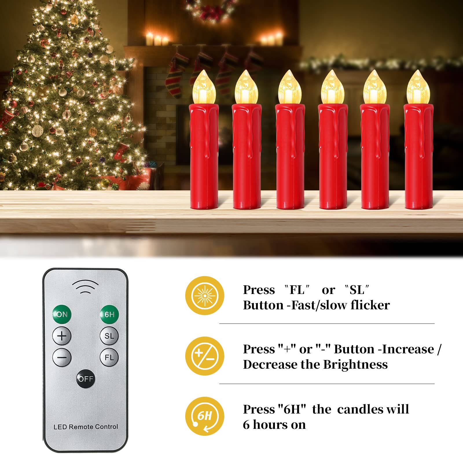30-Pack LED Flameless Taper Candles for Christmas Tree - Battery Operated with Remote, Timer & Dimmer - Warm White Window Lights - Perfect for Holiday Decor, Home Lighting & Festive Ambiance
