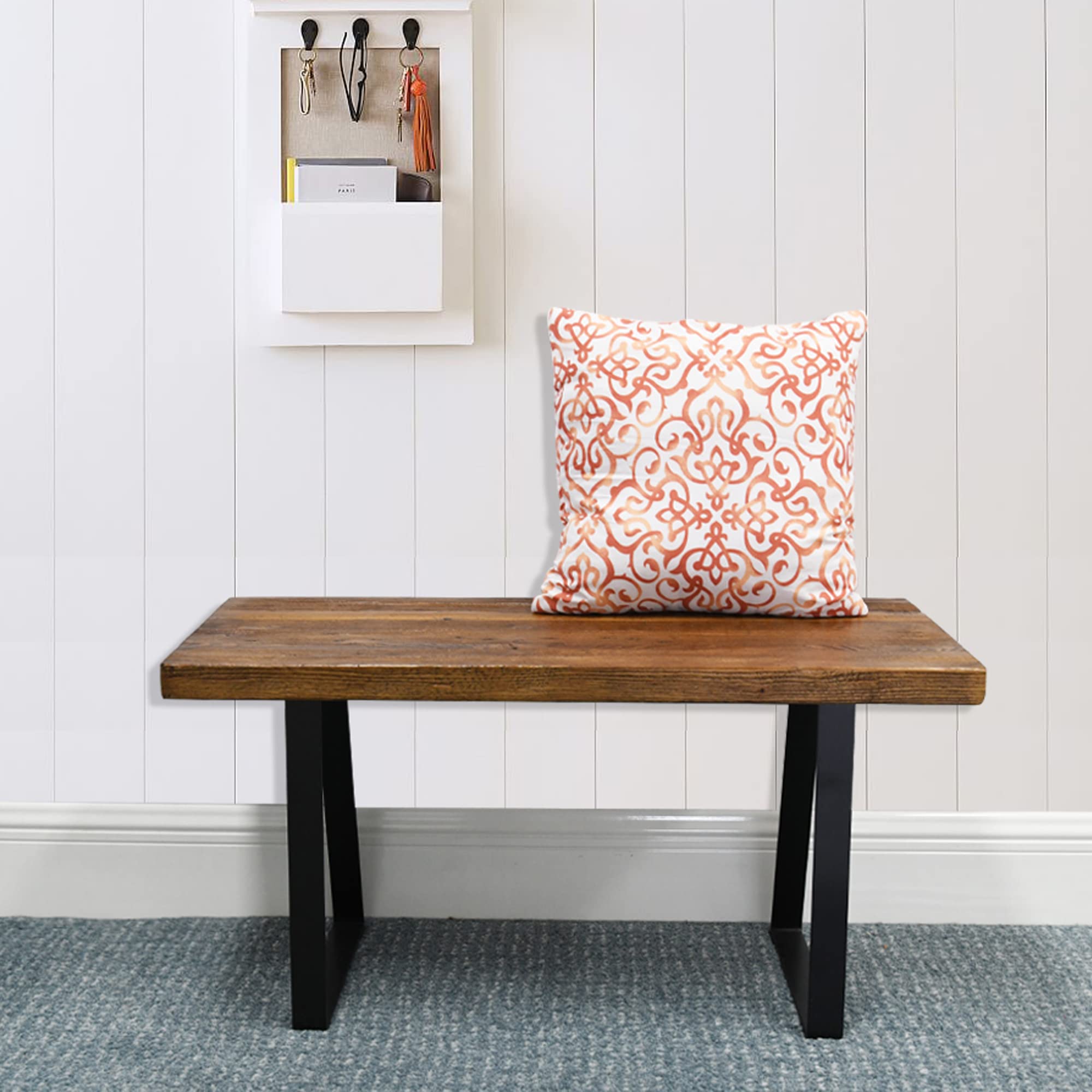 Solid Reclaimed Pine Wood Entryway Bench - 33