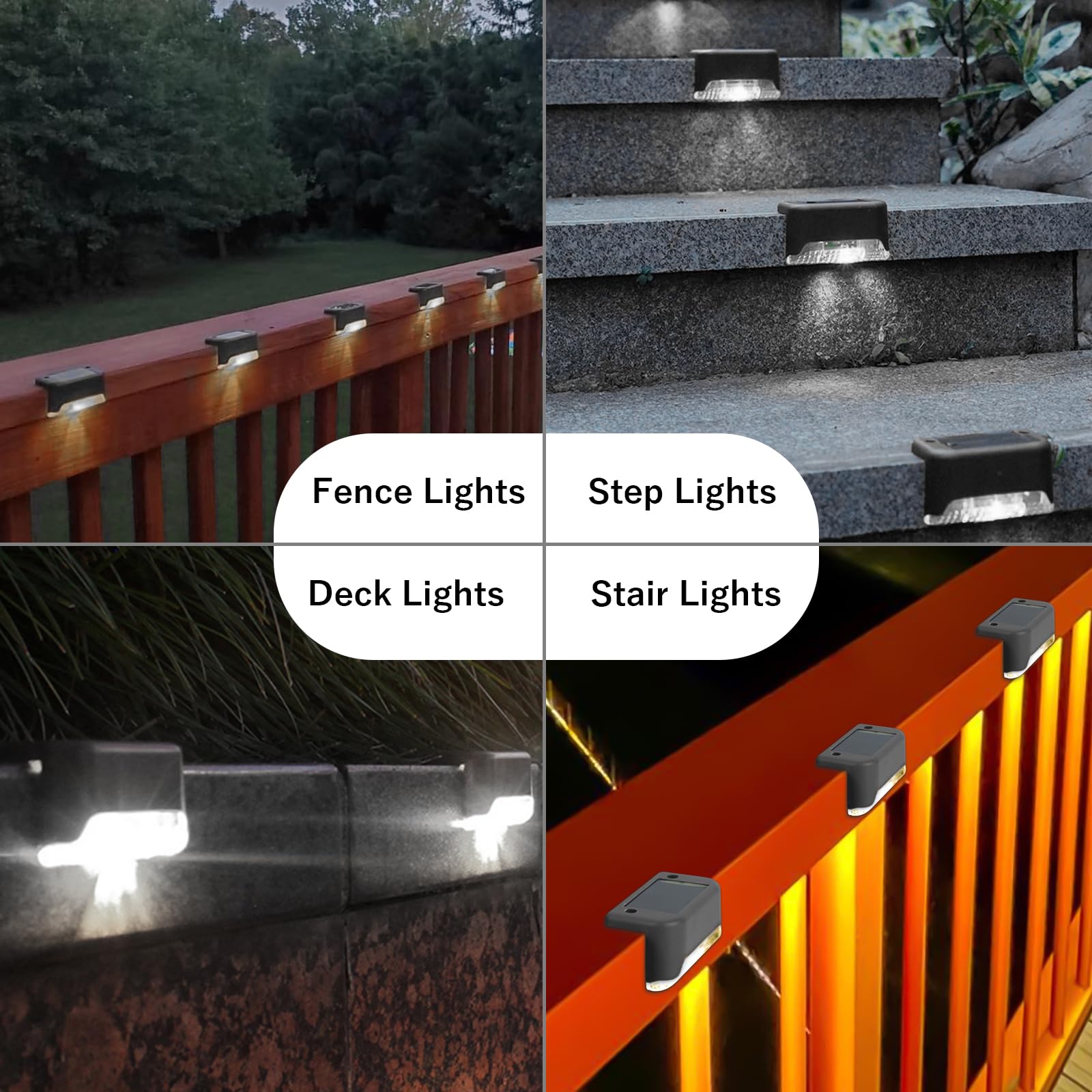 16 Pack Solar Fence Lights Outdoor Waterproof - Cool White LED Solar Step Lights for Stairs, Pathway, Yard & Patio Decor | Weatherproof Solar Powered Deck Lights for Garden, Backyard & Landscape Lighting