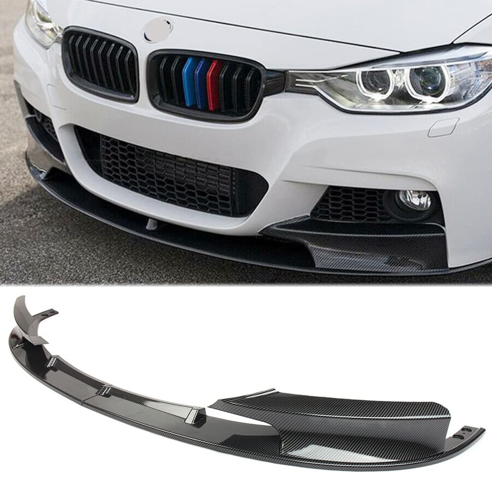 BMW F30 3 Series (2012-2018) Front Bumper Lip Spoiler - 2PCS Carbon Fiber Style Chin Splitter for M Sport | Enhances Aerodynamics & Sporty Look for Street or Track Racing